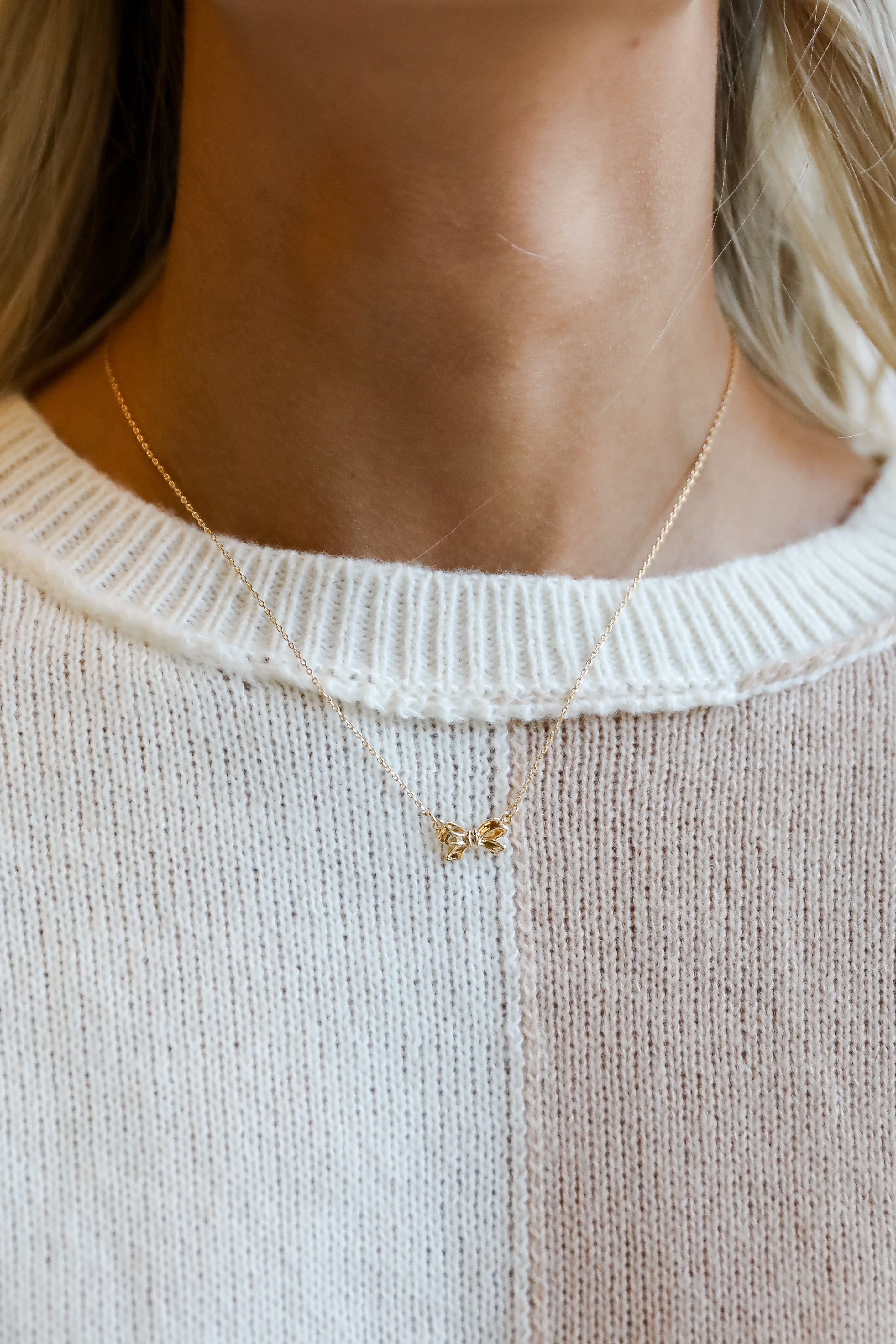 FINAL SALE - Brooke Gold Bow Charm Necklace