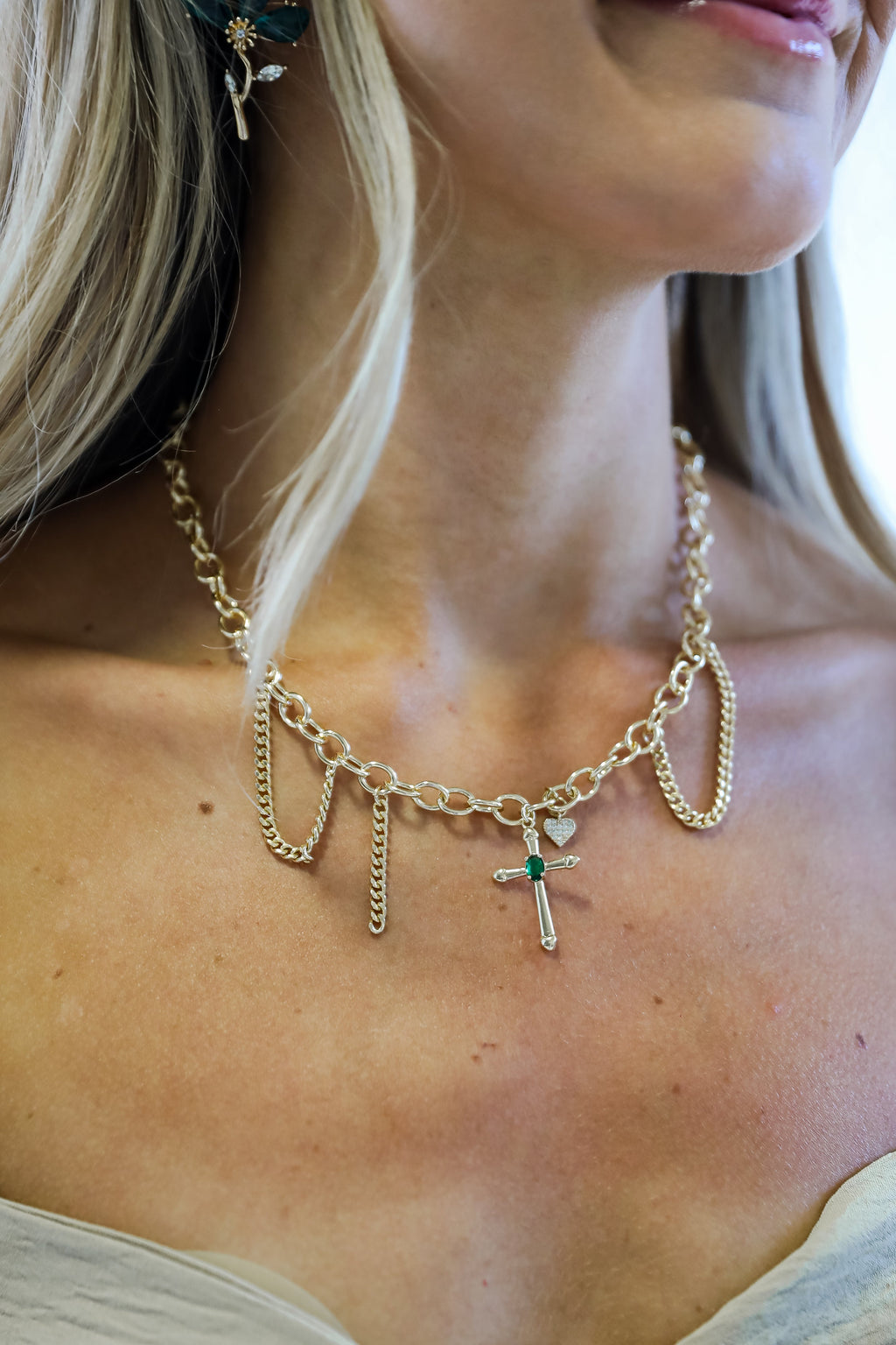 Sophie Gold Cross Charm Necklace