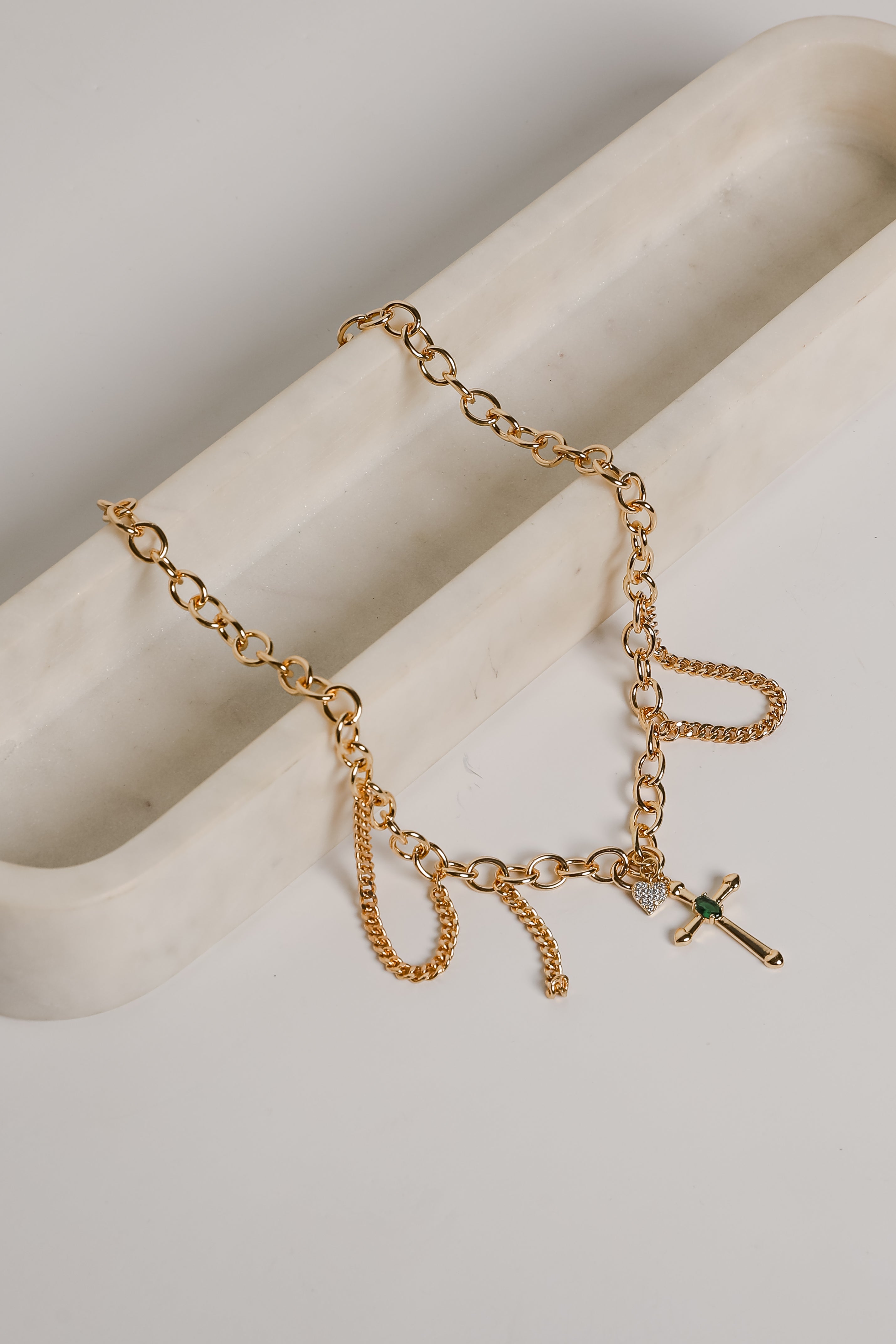 Sophie Gold Cross Charm Necklace