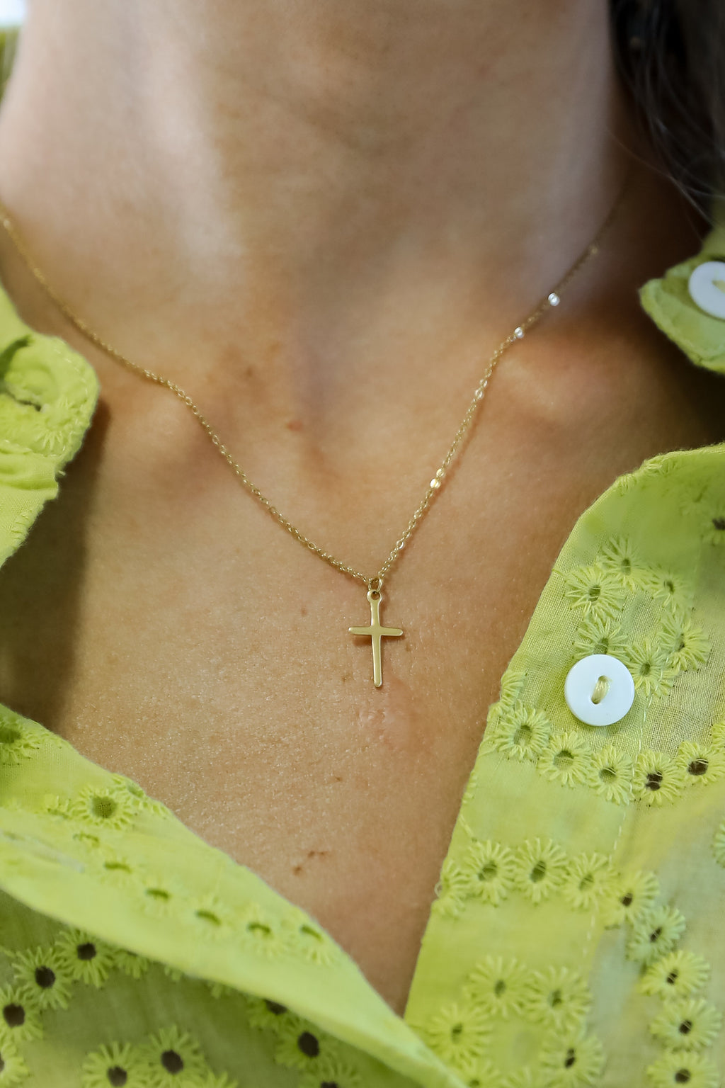 Paisley Gold Cross Charm Necklace