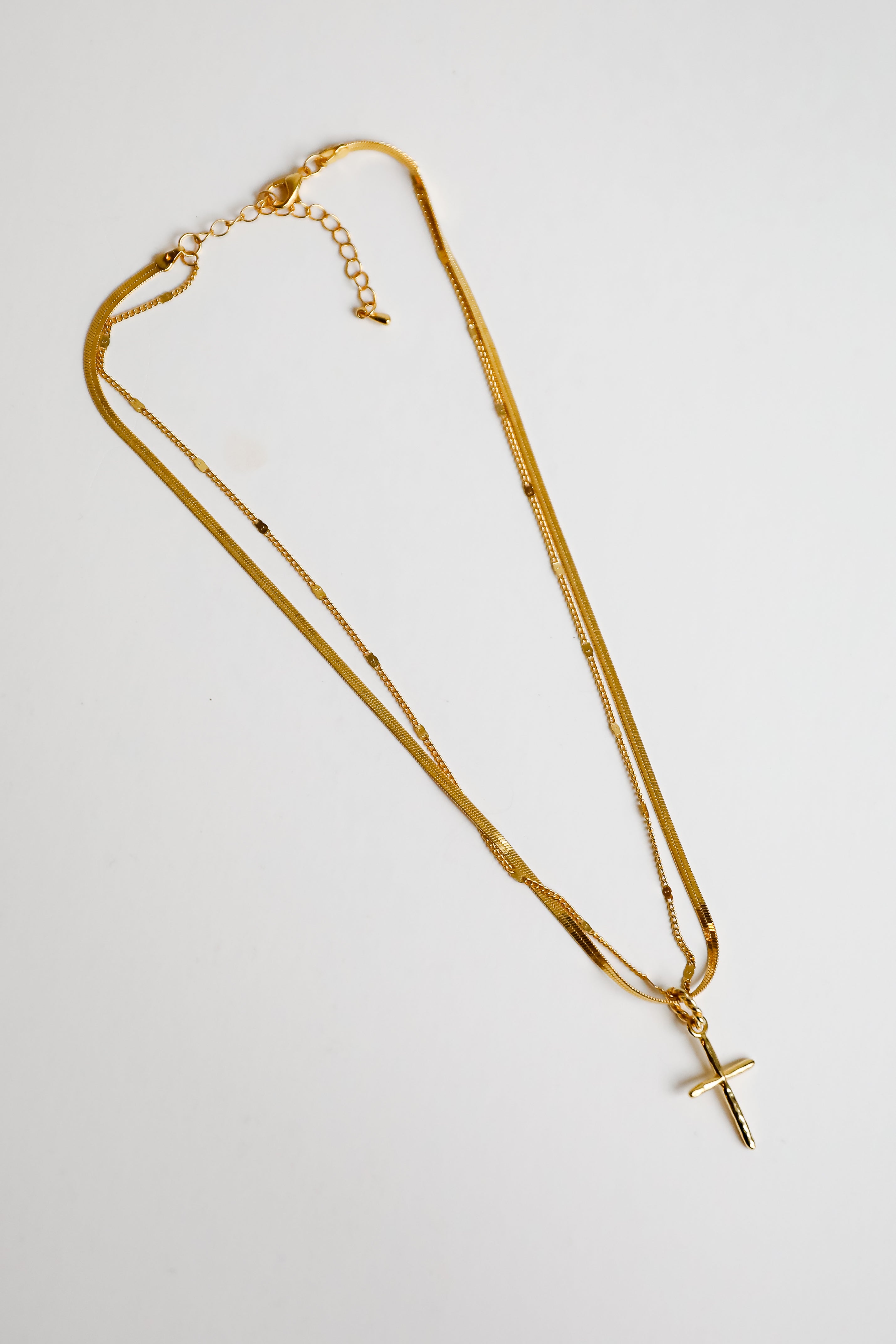 FINAL SALE - Anna Gold Layered Cross Charm Necklace