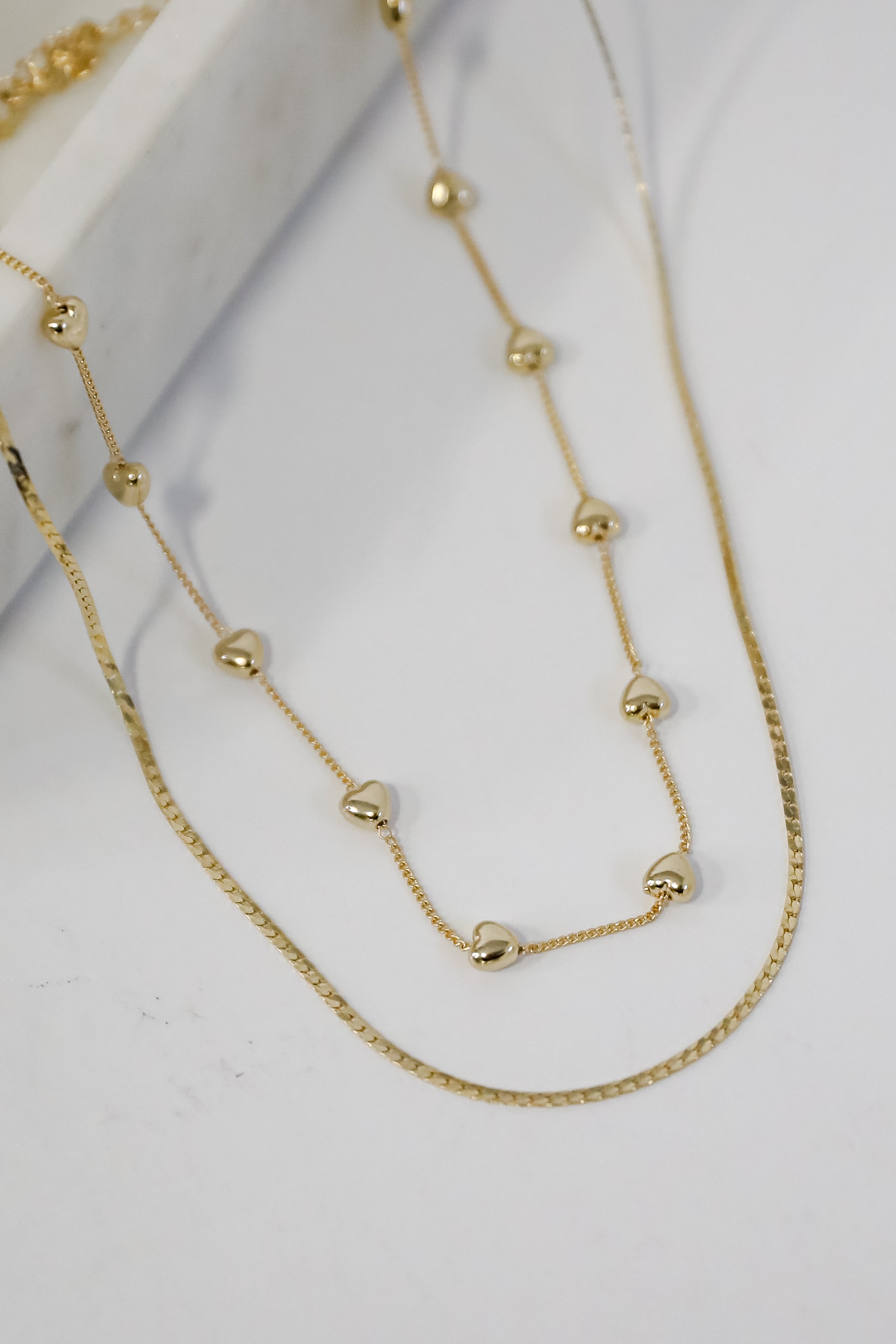 Aria Gold Heart Layered Chain Necklace