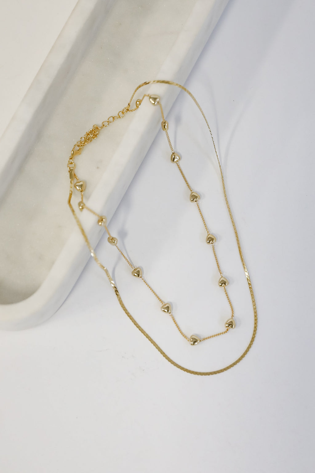 Aria Gold Heart Layered Chain Necklace