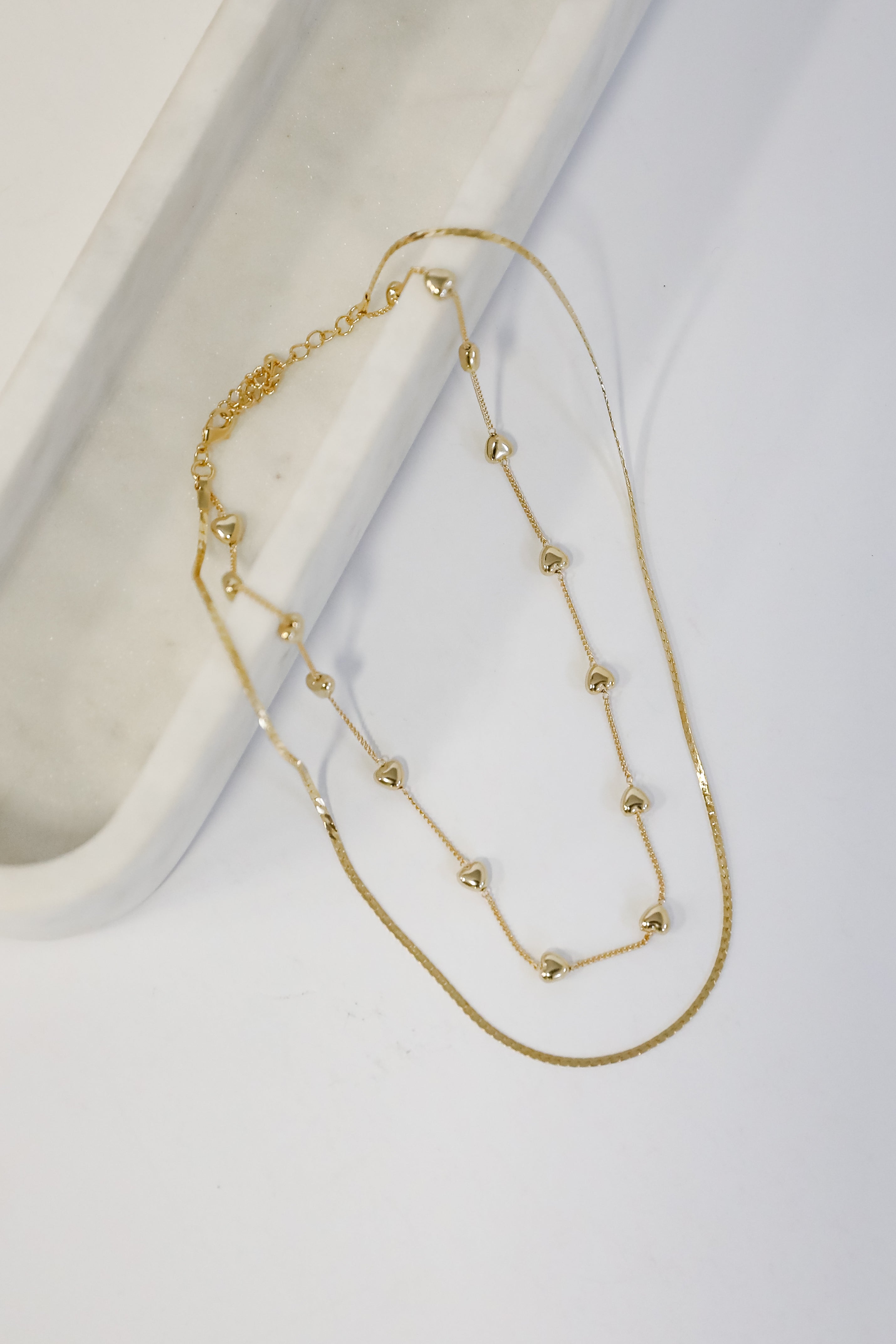 Aria Gold Heart Layered Chain Necklace