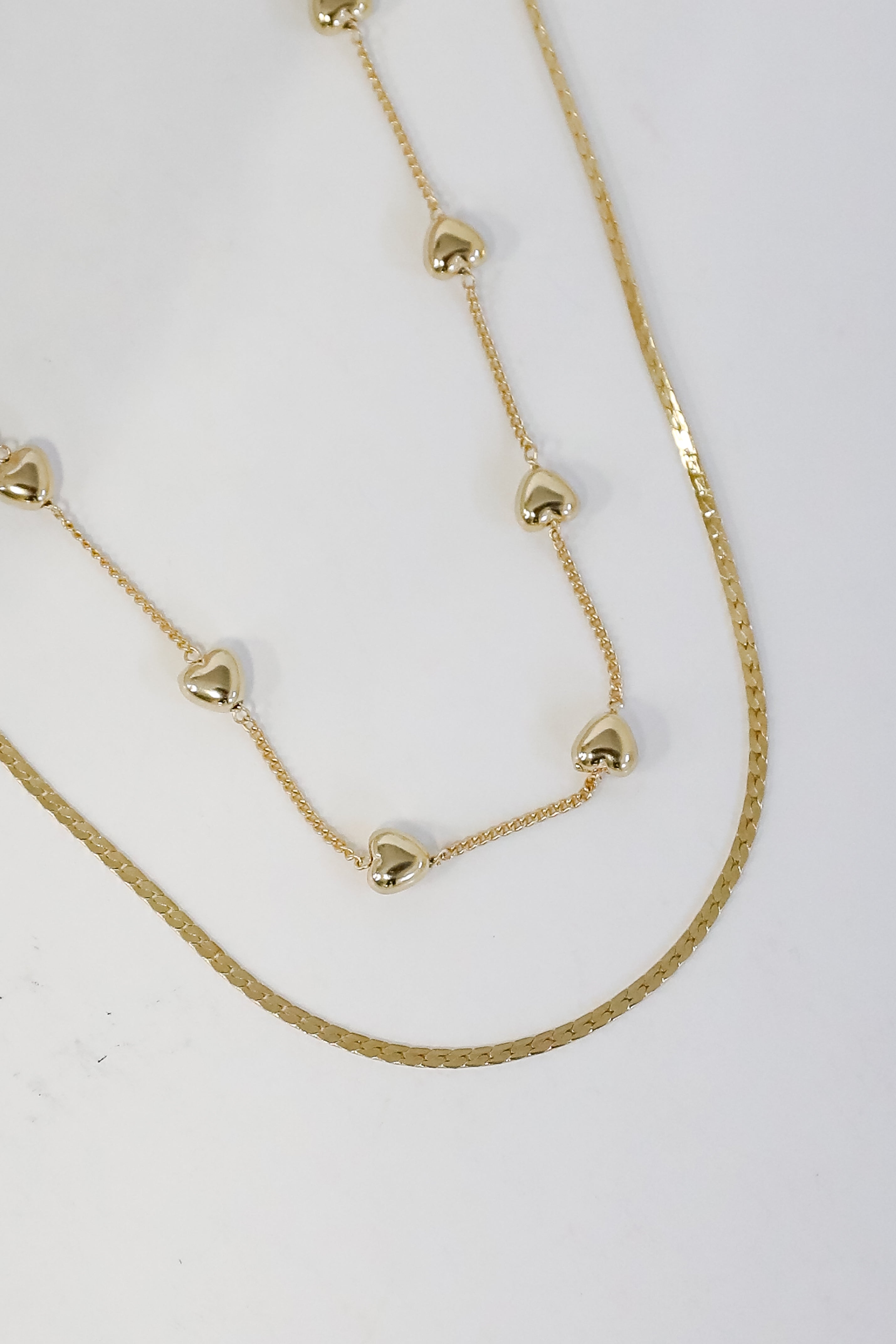 Aria Gold Heart Layered Chain Necklace