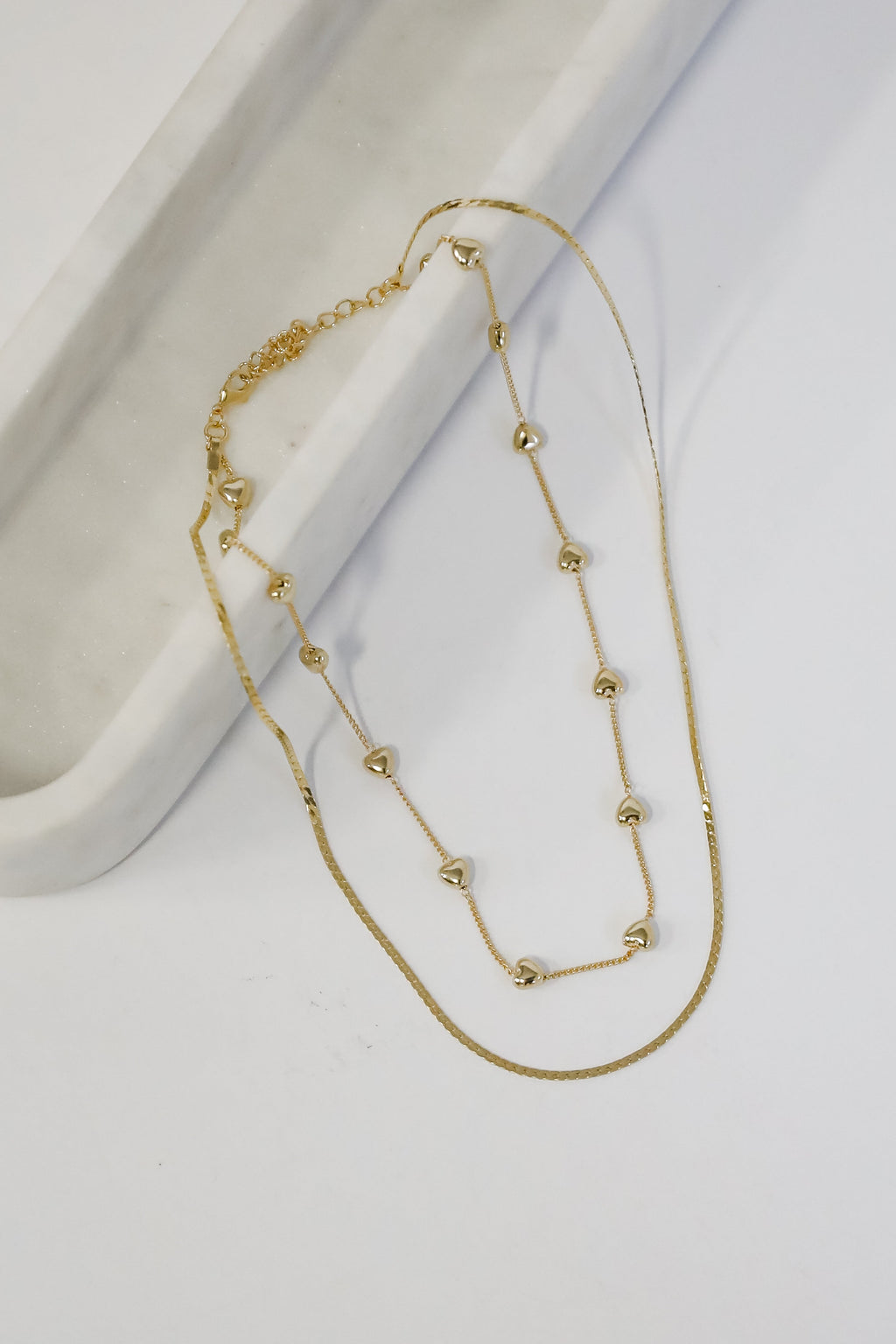 Aria Gold Heart Layered Chain Necklace