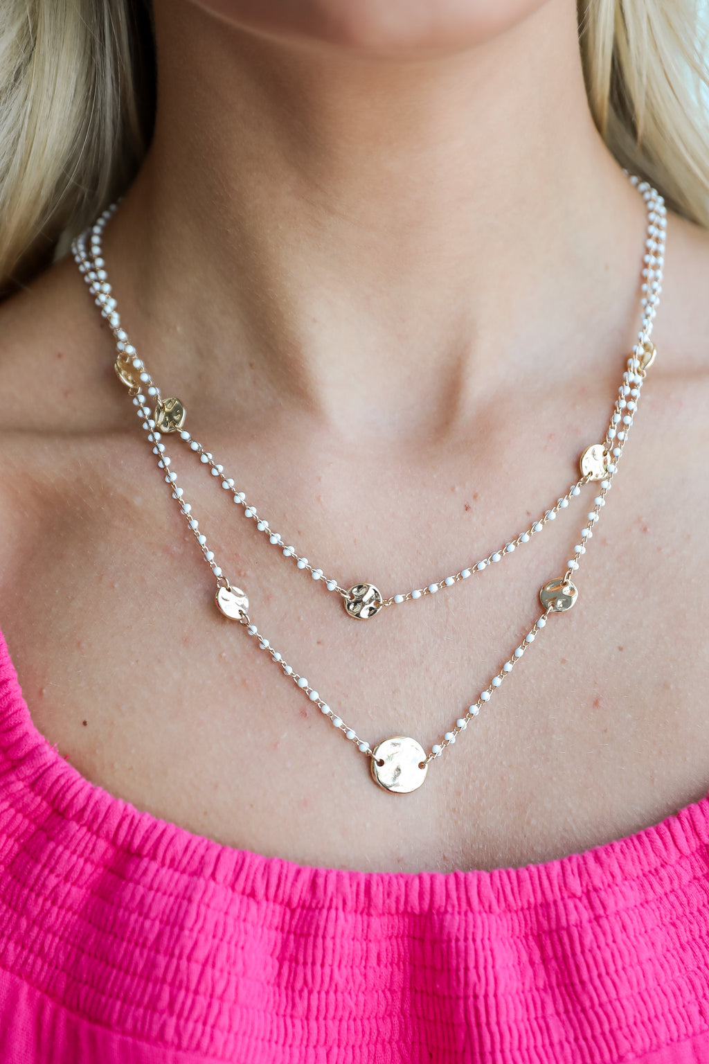 FINAL SALE - Mila White Beaded Layered Necklace