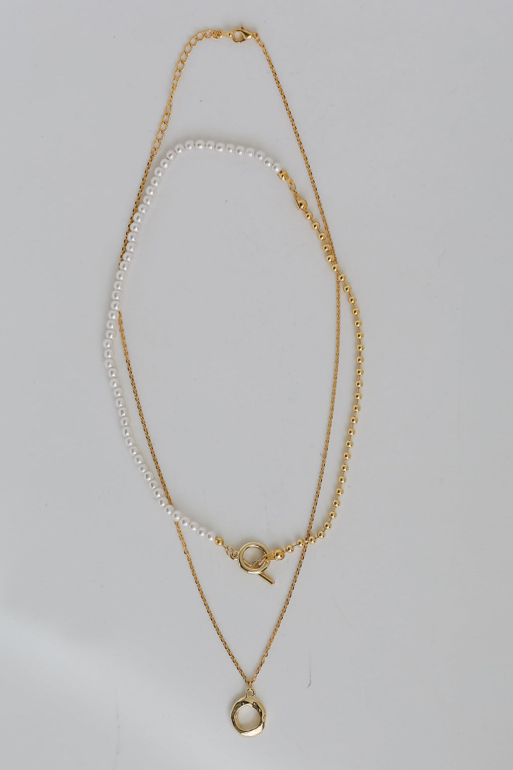FINAL SALE - Sophia Gold Pearl Layered Chain Necklace