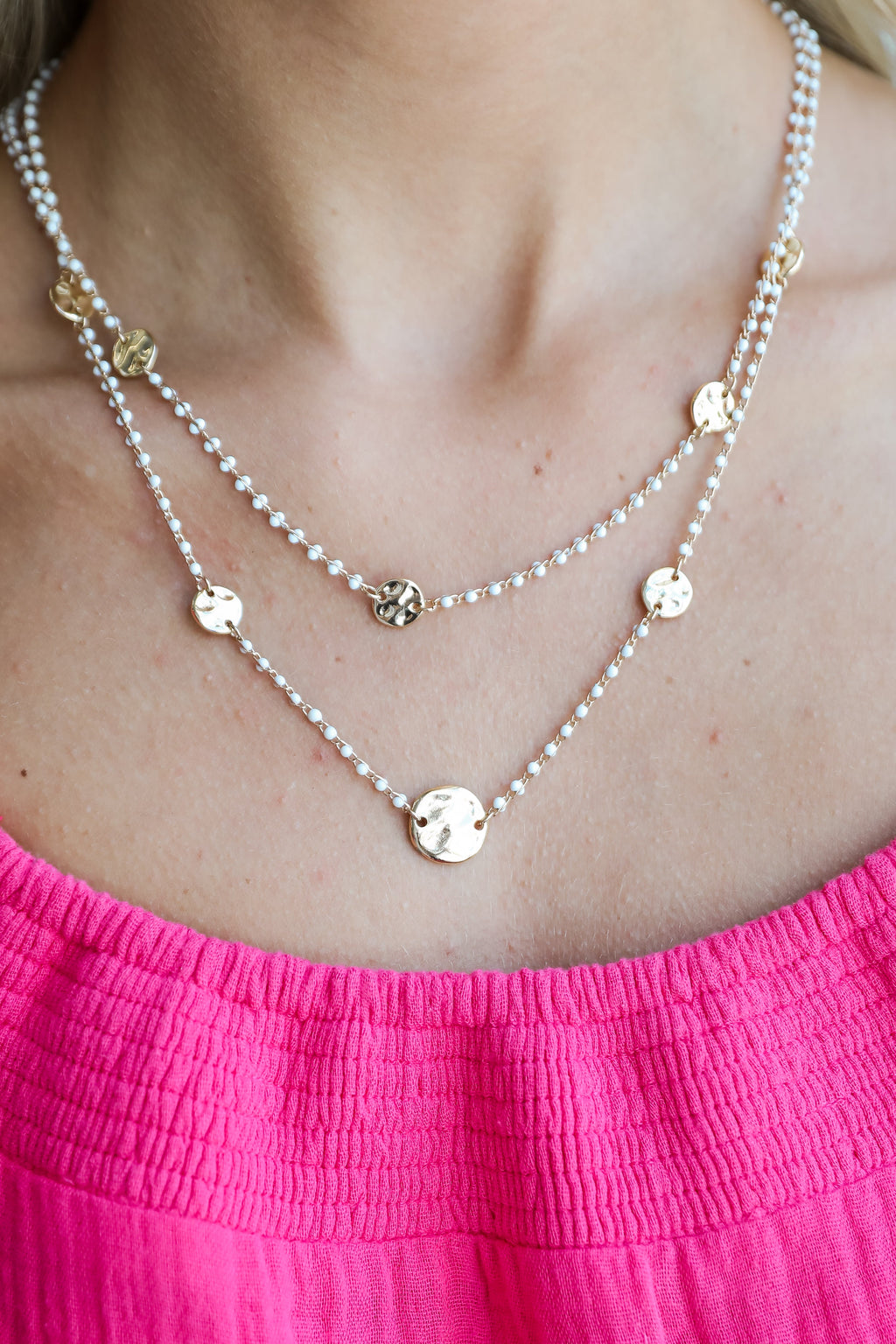 FINAL SALE - Mila White Beaded Layered Necklace