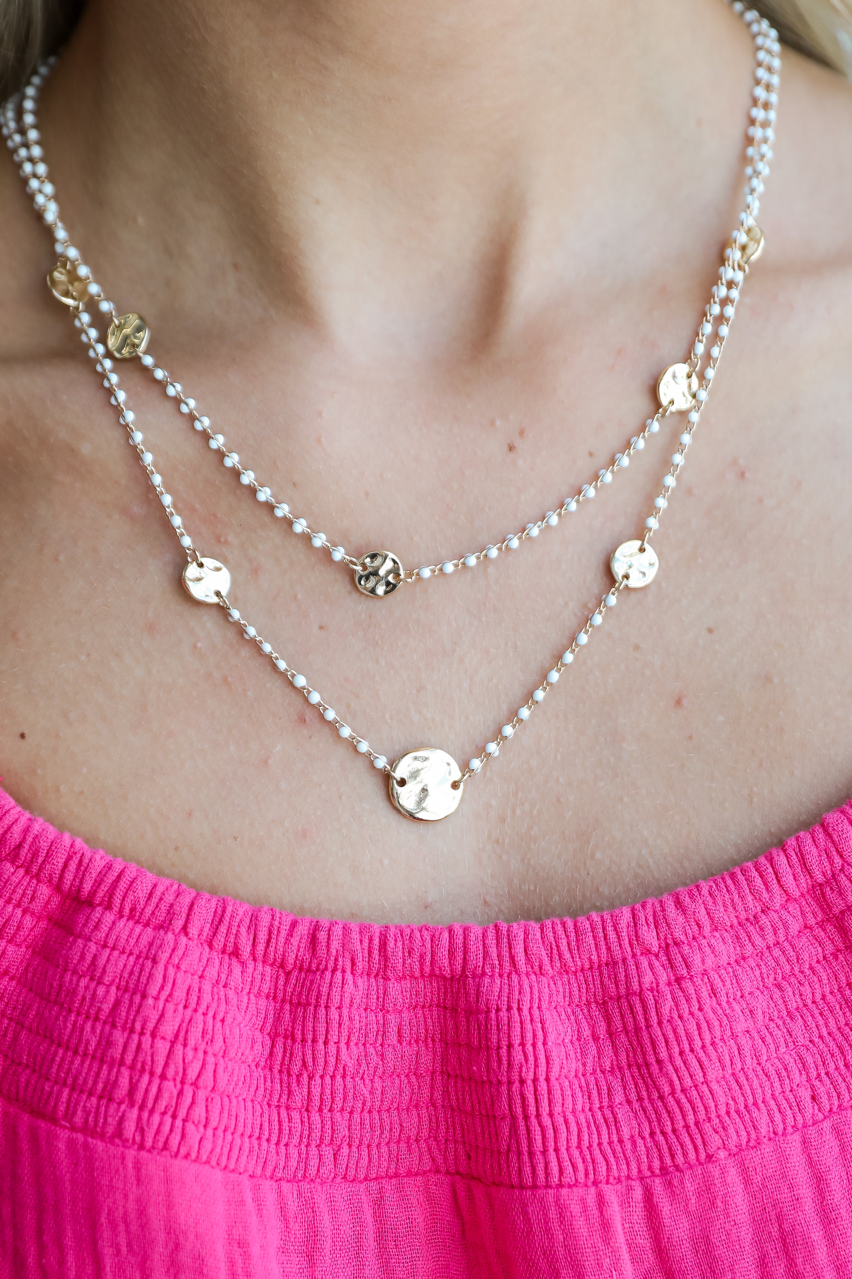 FINAL SALE - Mila White Beaded Layered Necklace