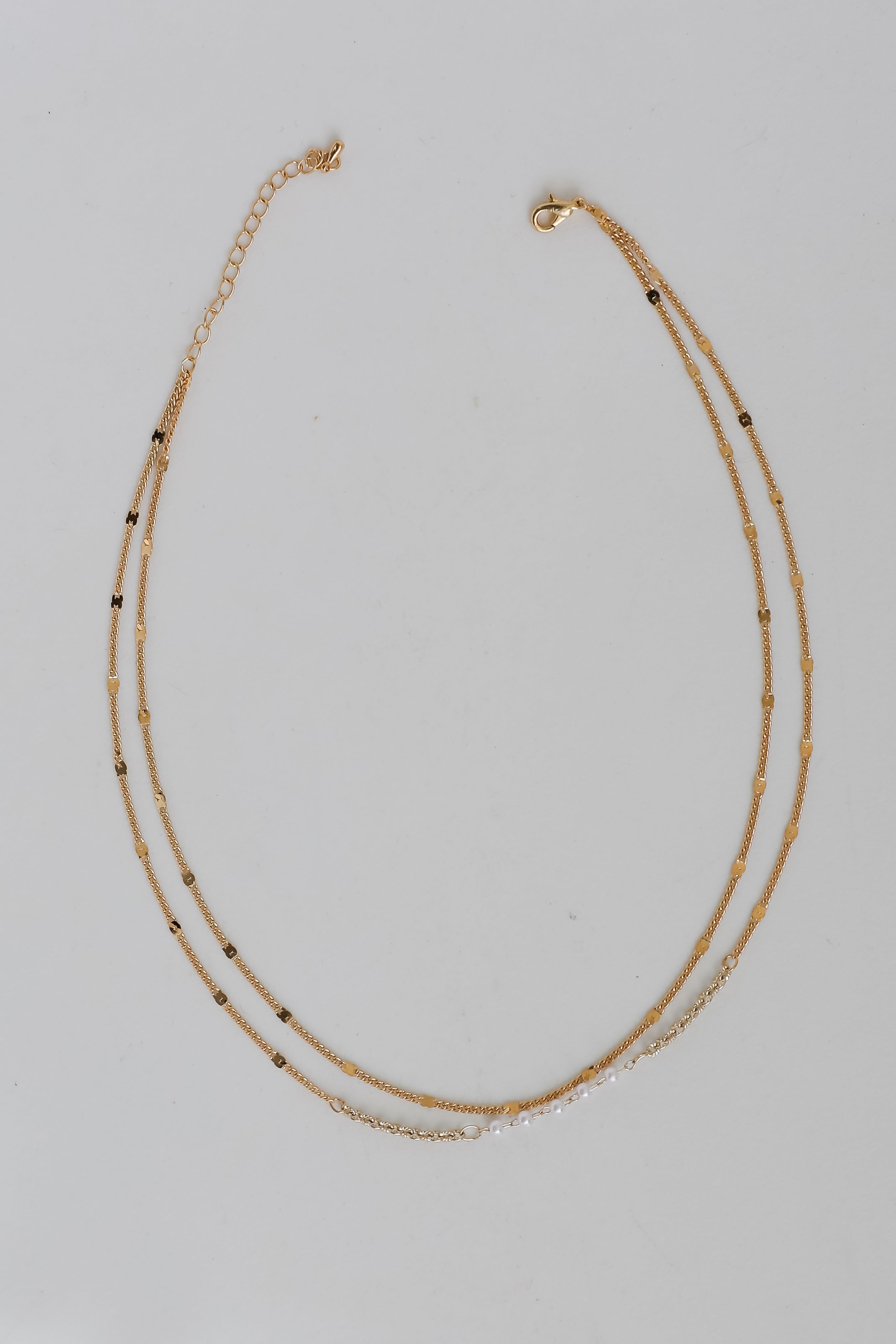 FINAL SALE - Emma Gold Pearl Layered Chain Necklace