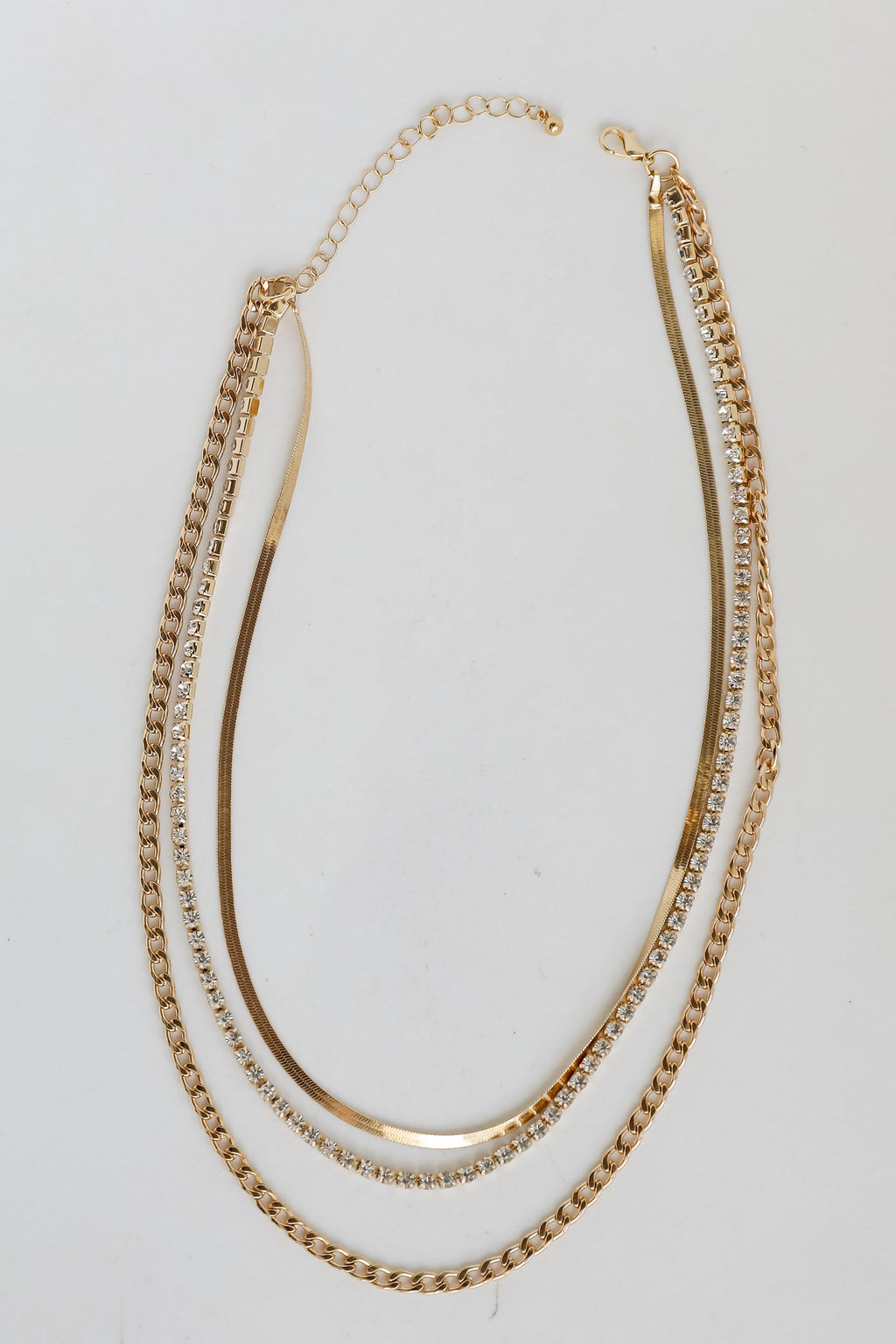 Nova Gold Rhinestone Layered Necklace