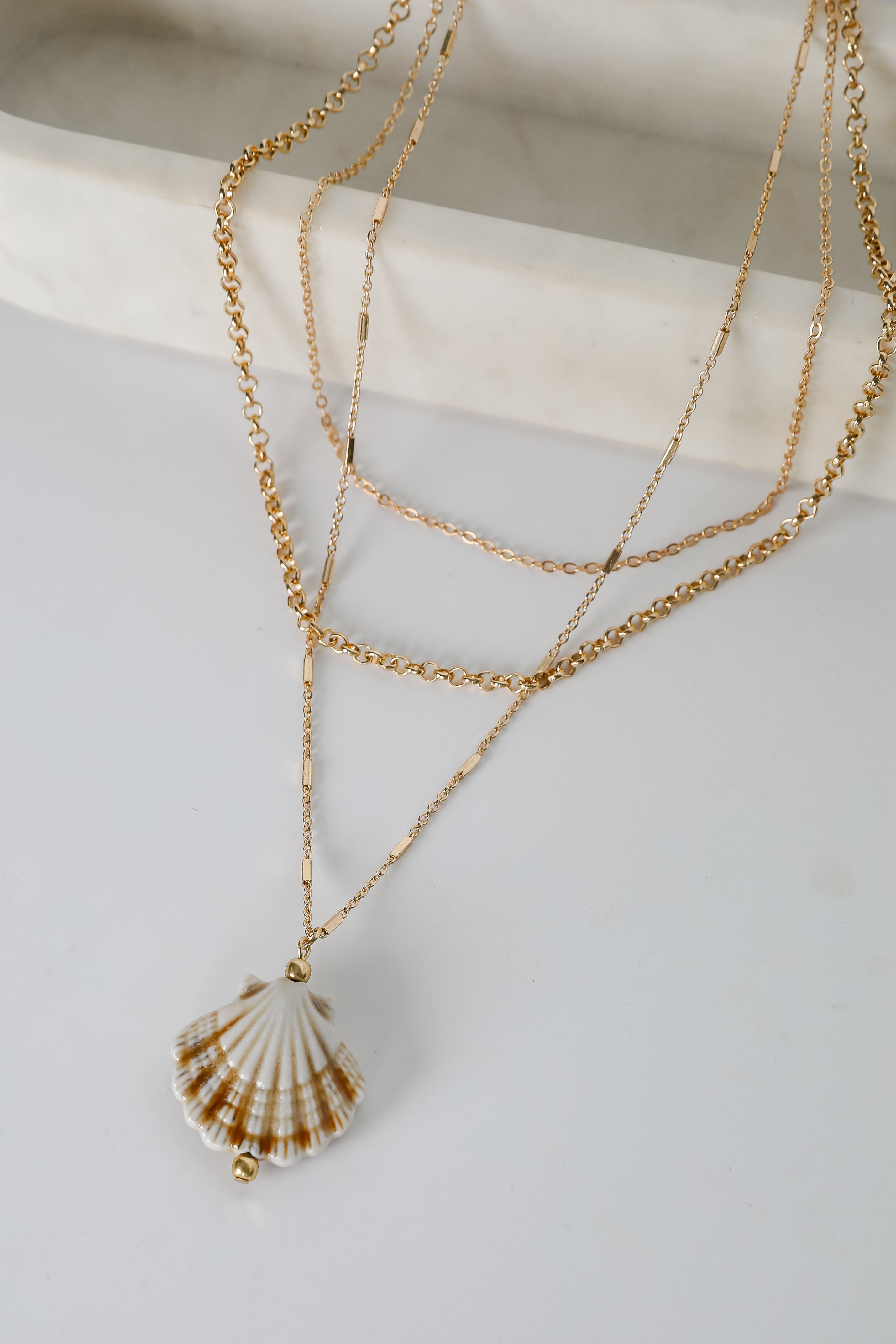 Marina Gold Layered Seashell Charm Necklace