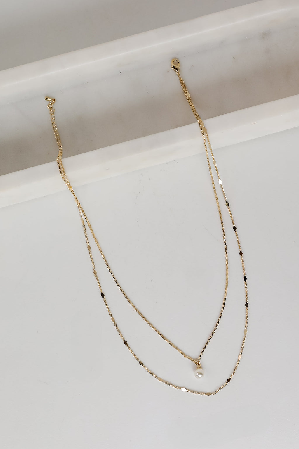 FINAL SALE - Courtney Gold Pearl Charm Layered Necklace