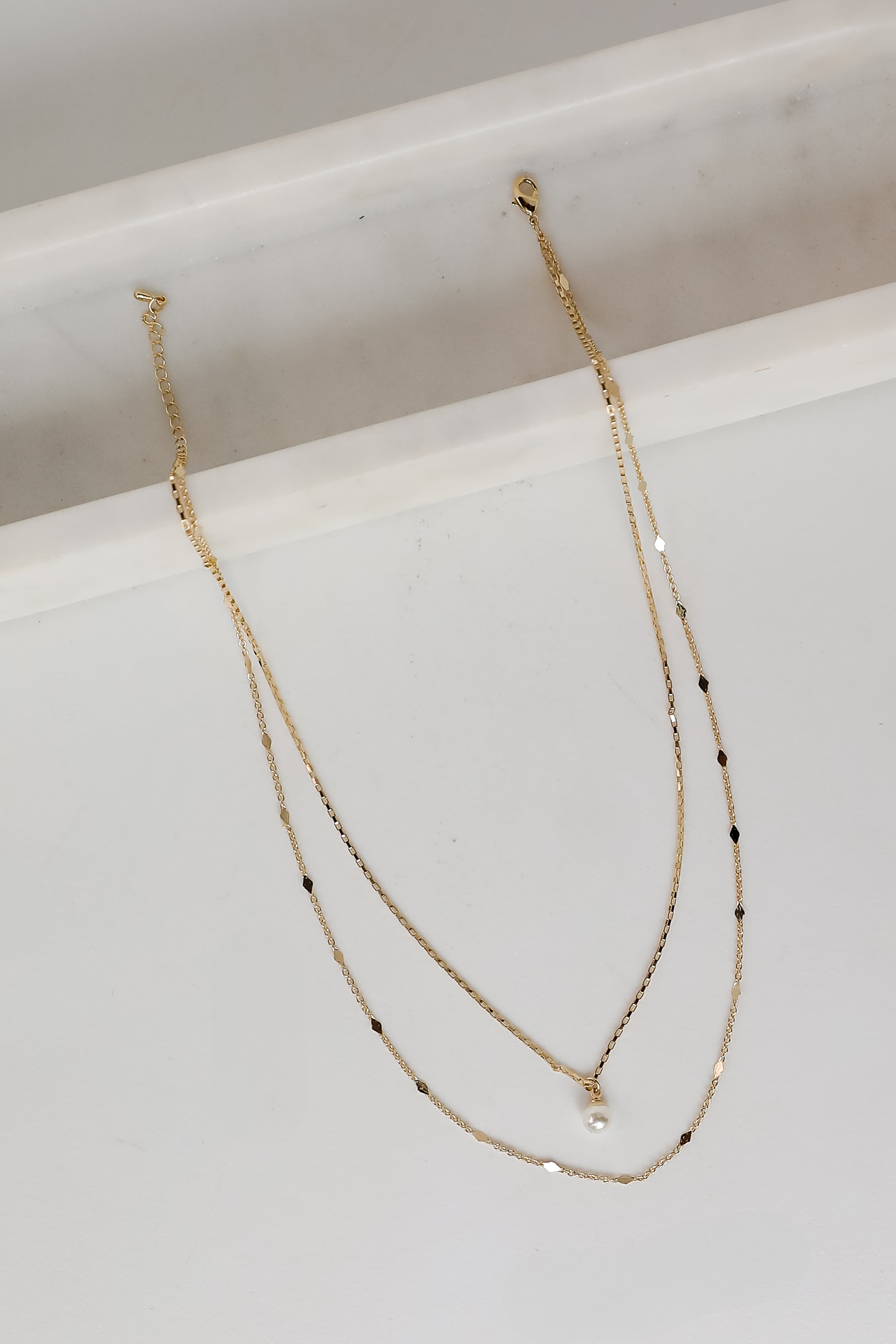 FINAL SALE - Courtney Gold Pearl Charm Layered Necklace