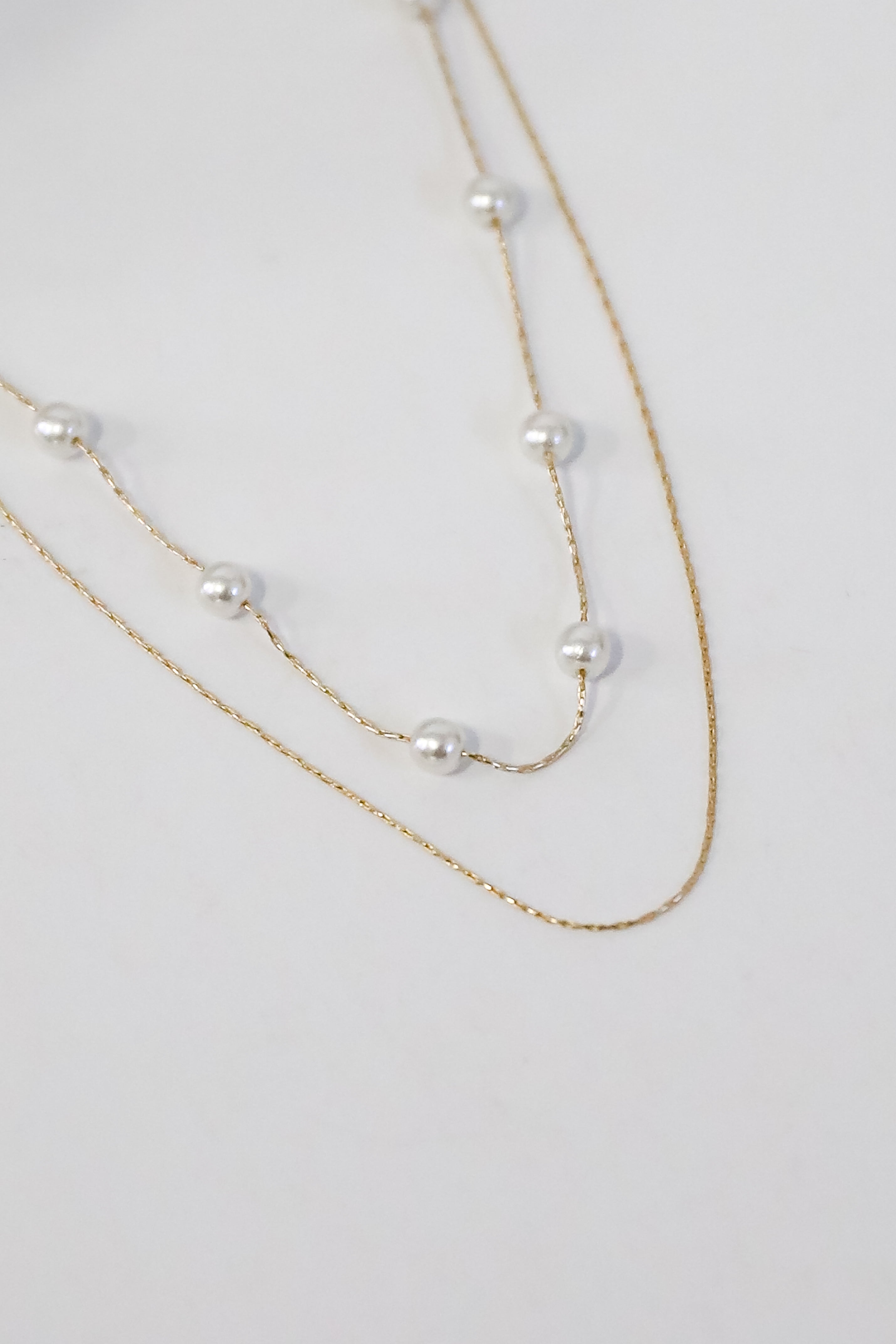 Aubree Gold Pearl Layered Necklace