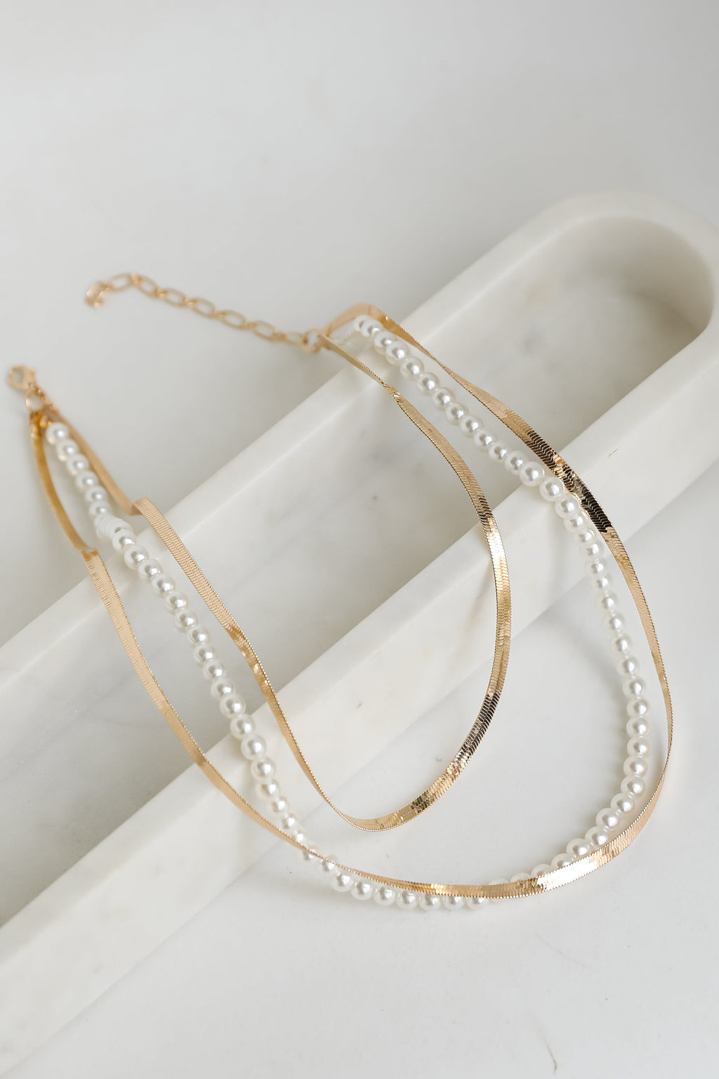 FINAL SALE - Katy Gold Pearl Layered Chain Necklace