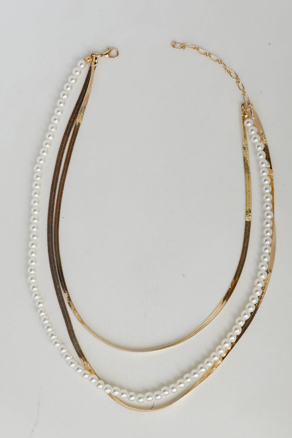 FINAL SALE - Katy Gold Pearl Layered Chain Necklace