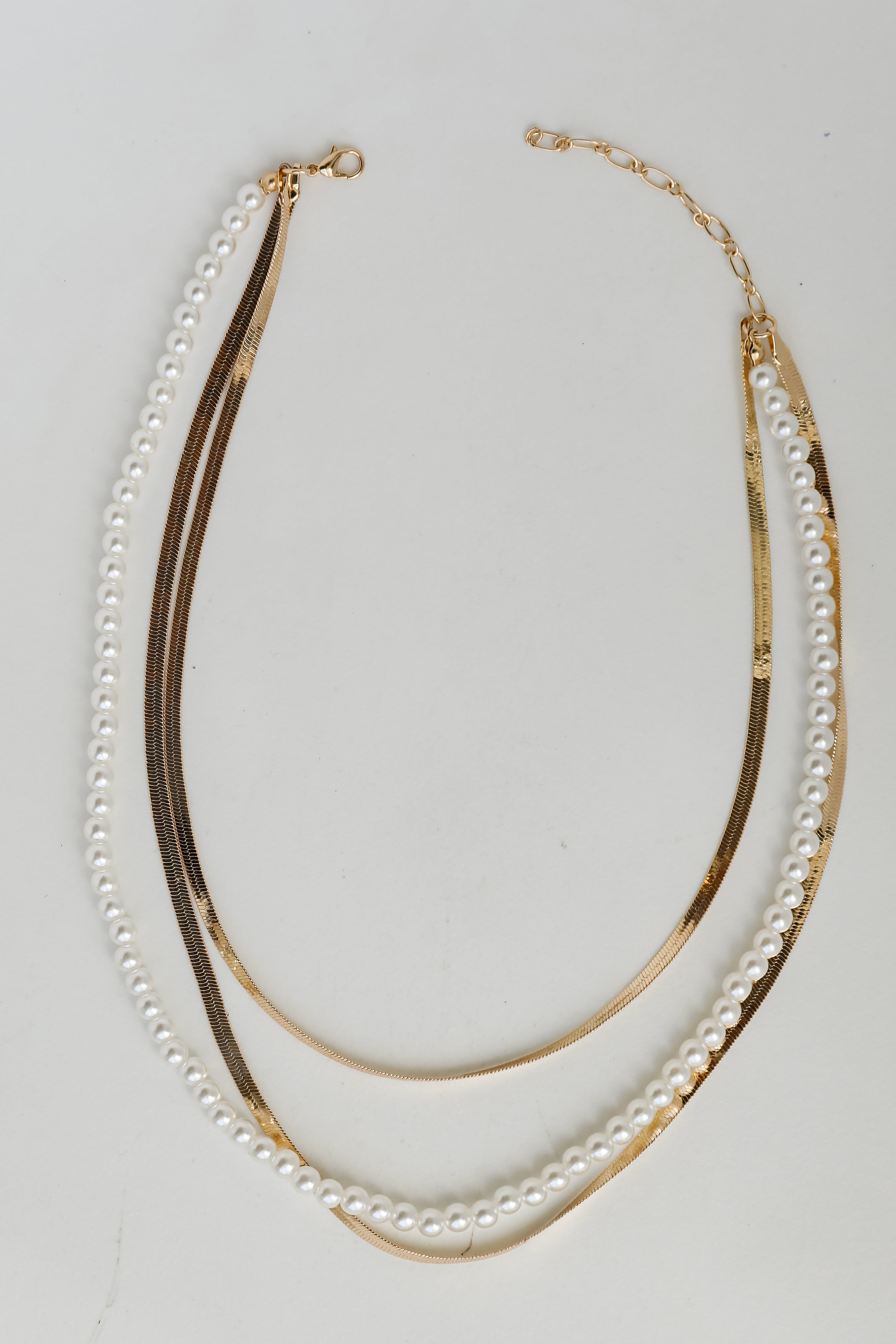 FINAL SALE - Katy Gold Pearl Layered Chain Necklace