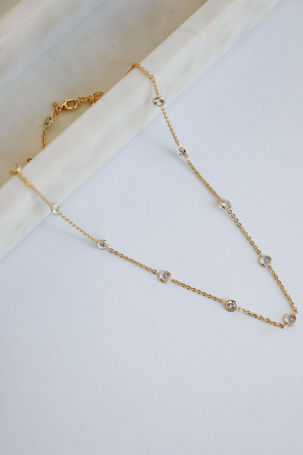 FINAL SALE - Claire Gold Rhinestone Charm Necklace