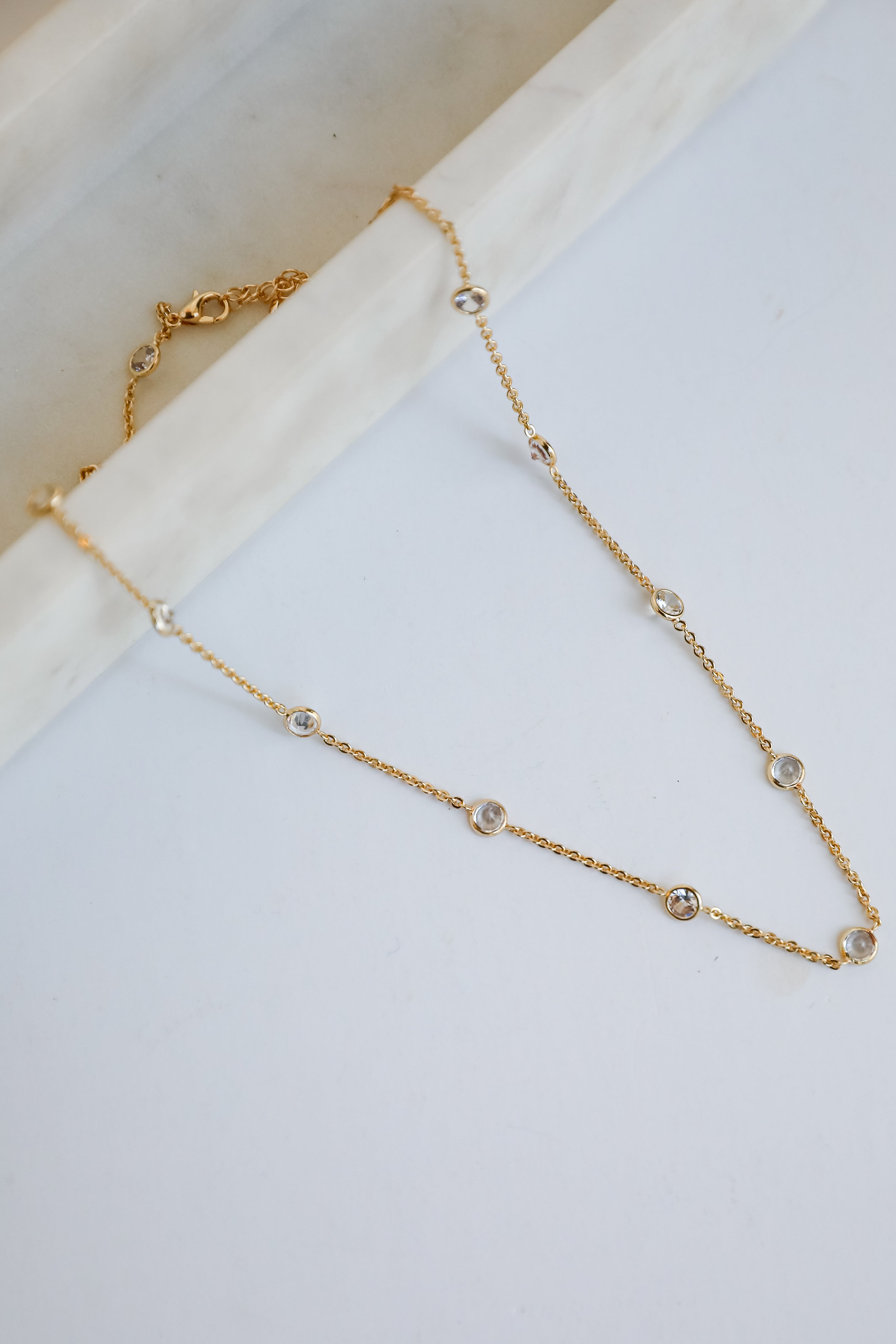 FINAL SALE - Claire Gold Rhinestone Charm Necklace