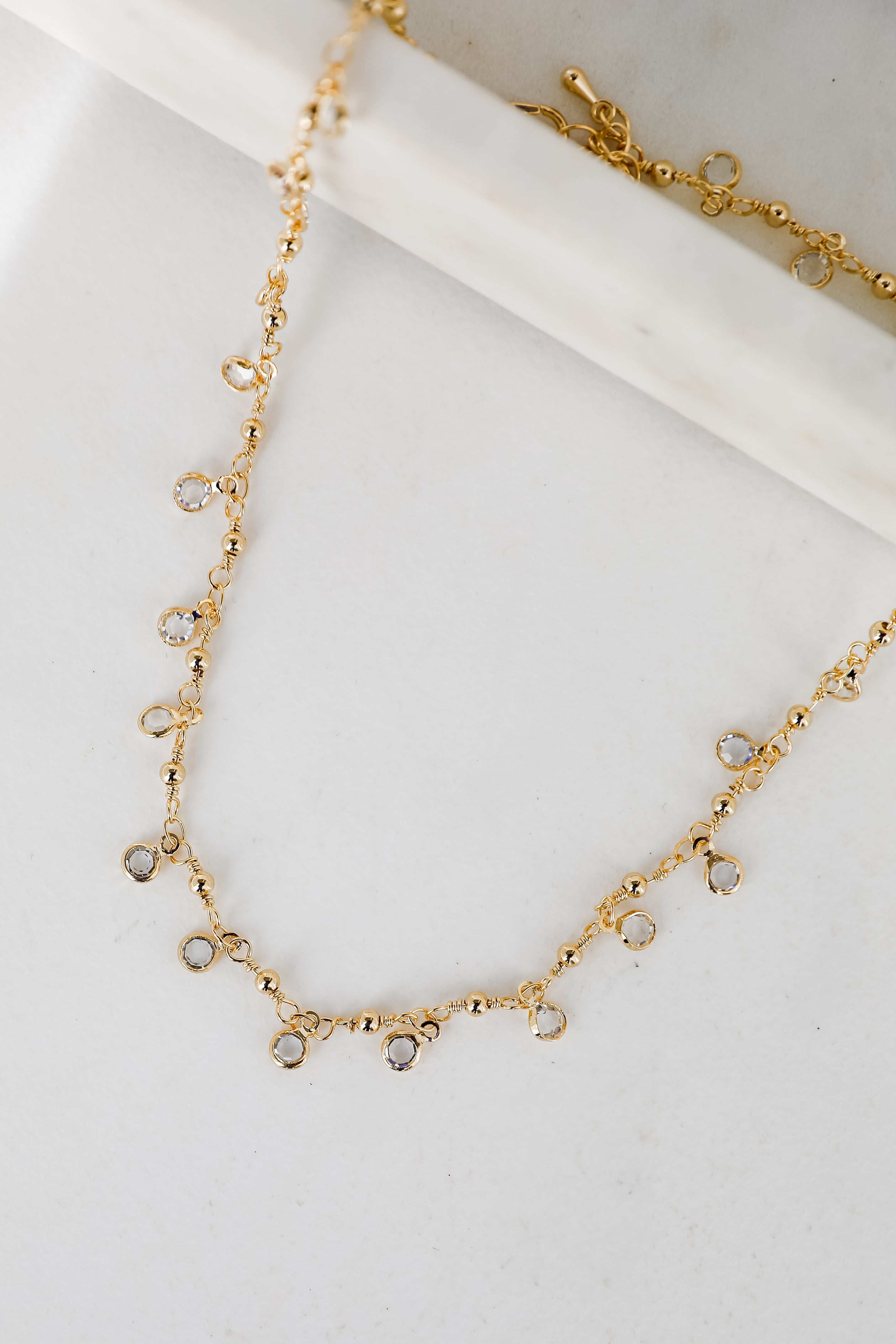 Margaret Gold Rhinestone Charm Necklace