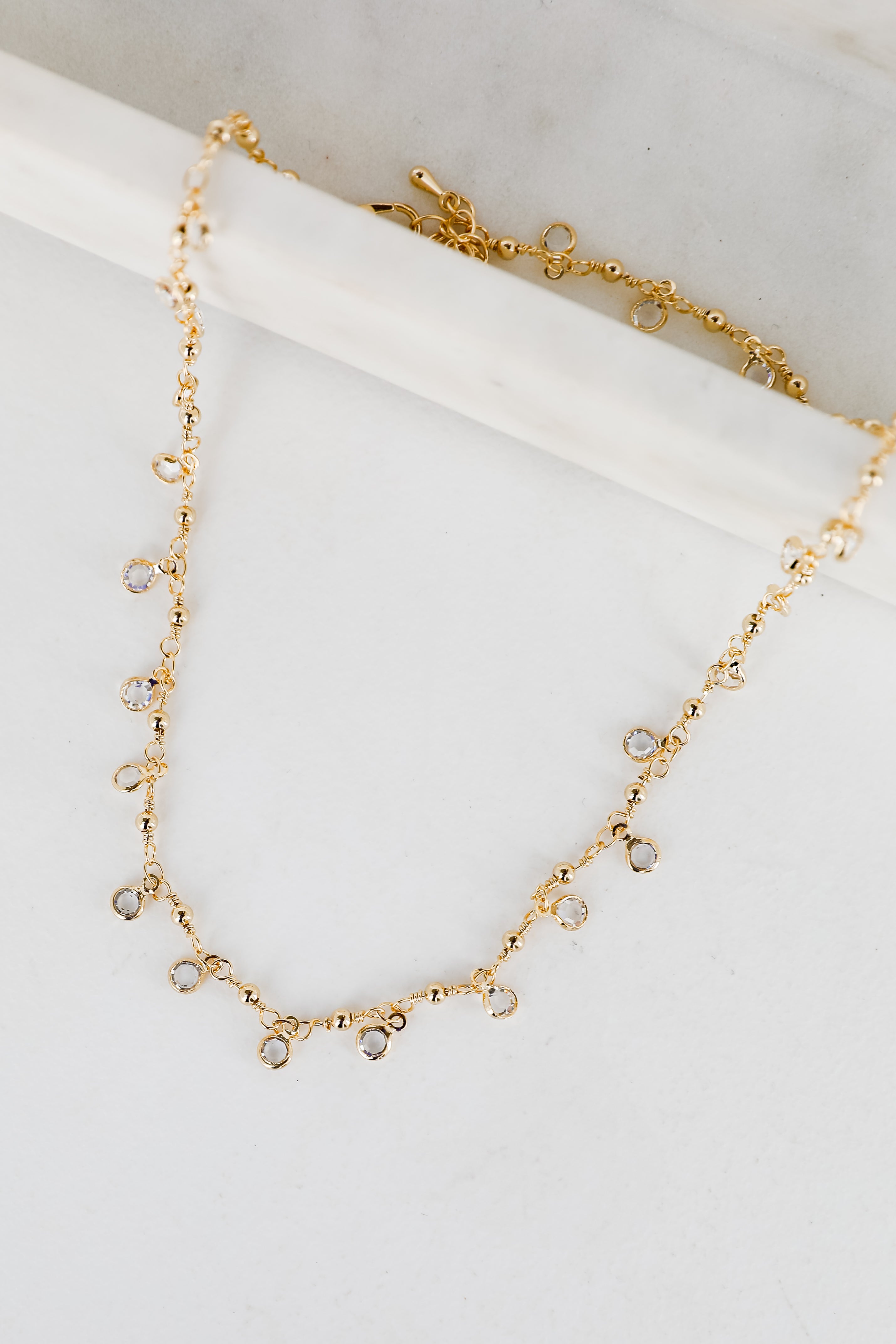 Margaret Gold Rhinestone Charm Necklace