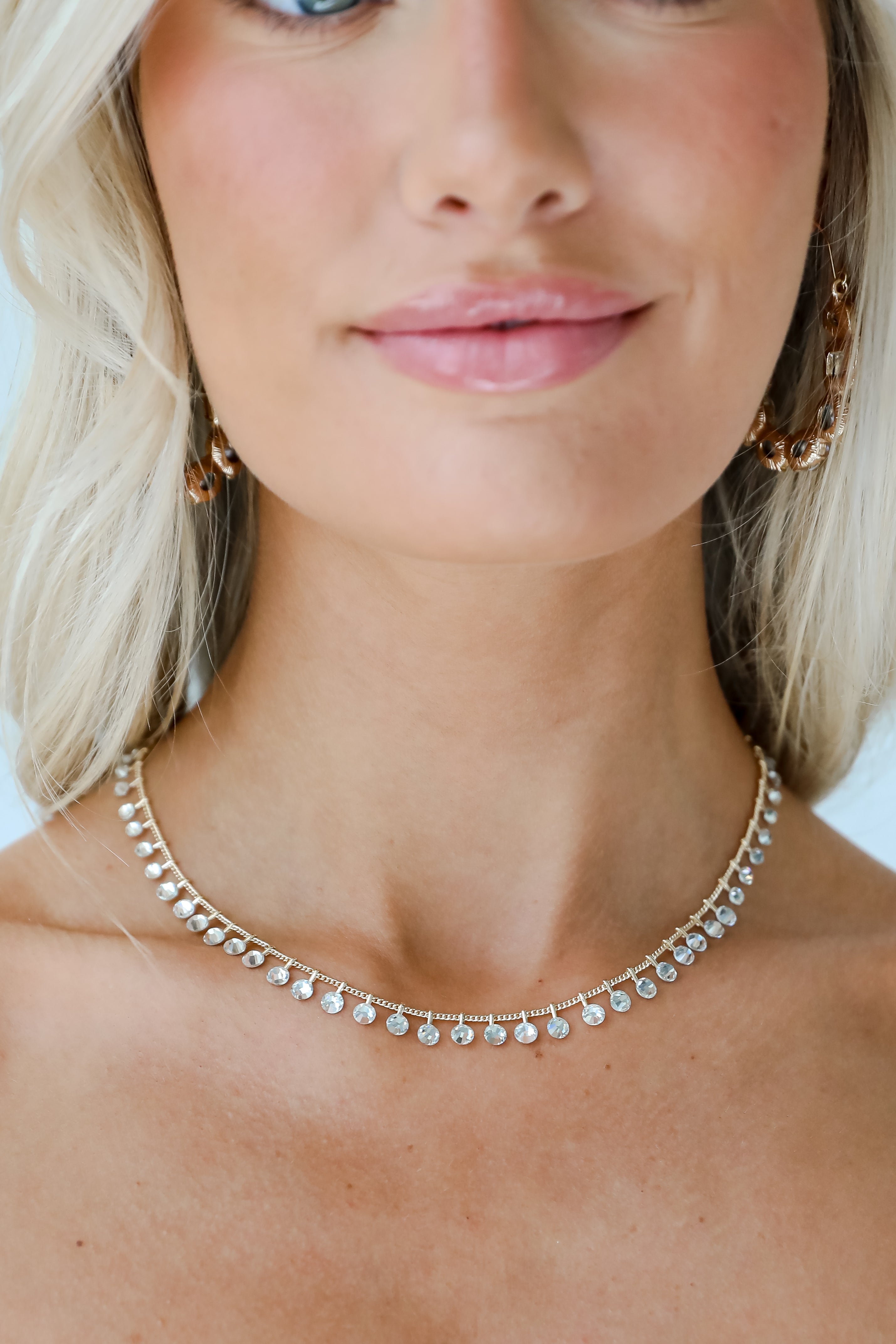 FINAL SALE - Riley Gold Rhinestone Chain Necklace