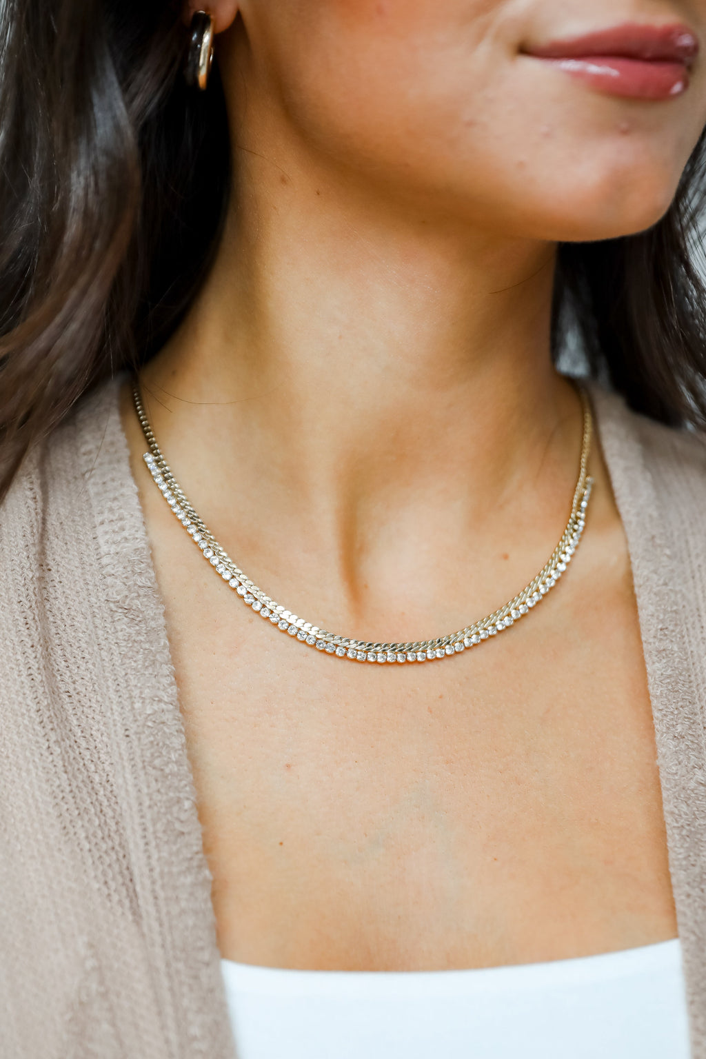 FINAL SALE - Gabriella Gold Rhinestone Chain Necklace