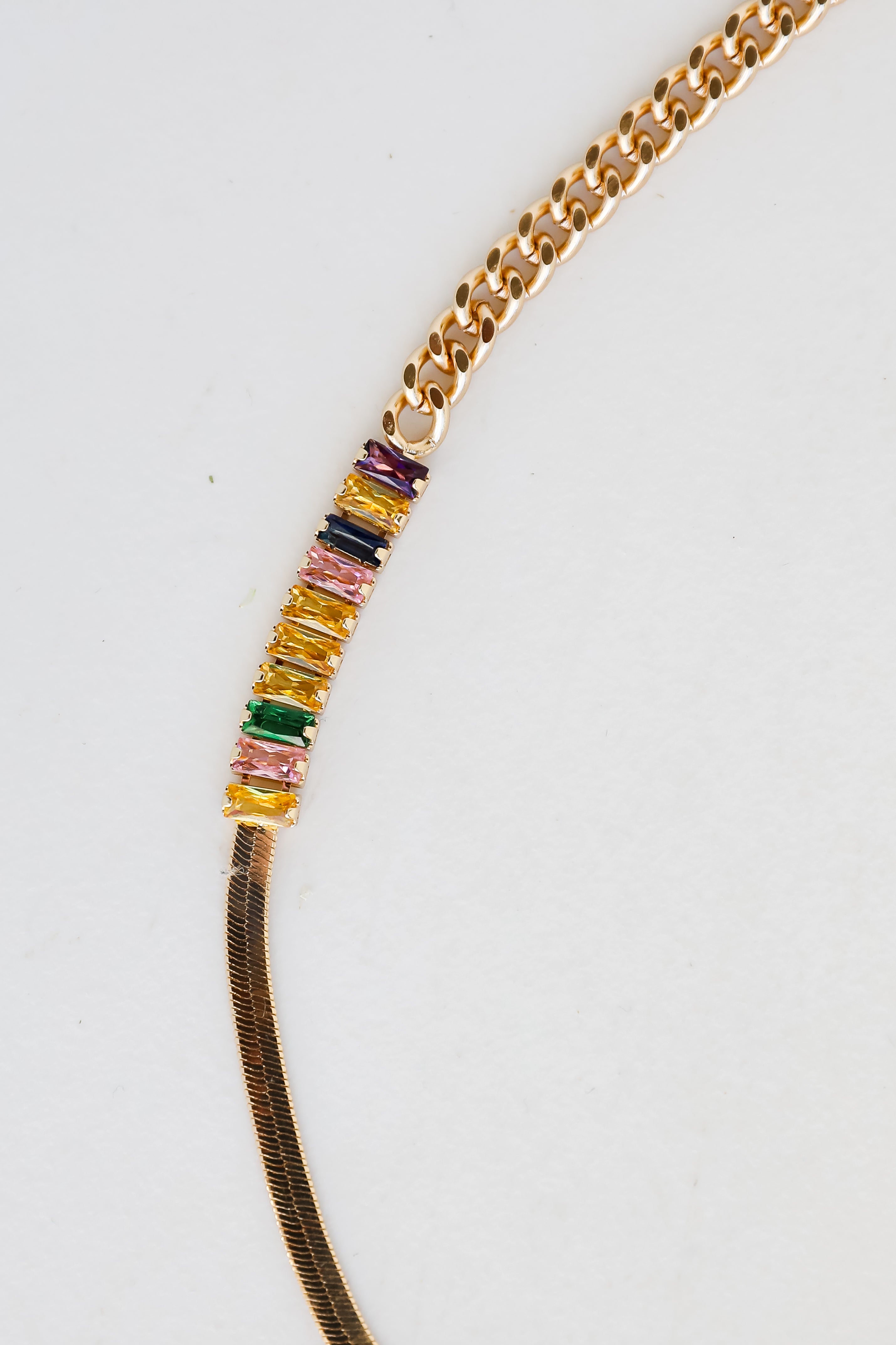 FINAL SALE - Maria Gold Gemstone Snake Chain Necklace