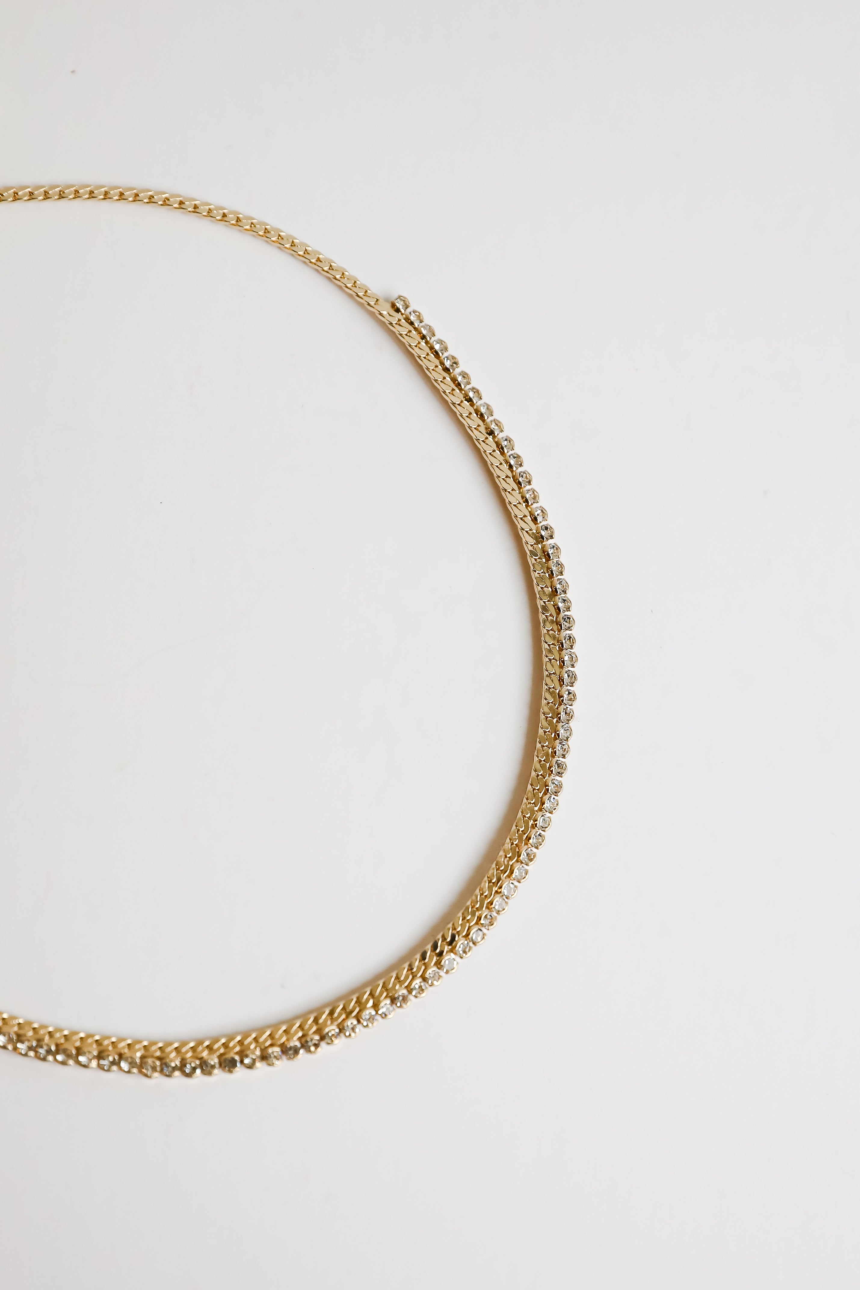 FINAL SALE - Gabriella Gold Rhinestone Chain Necklace