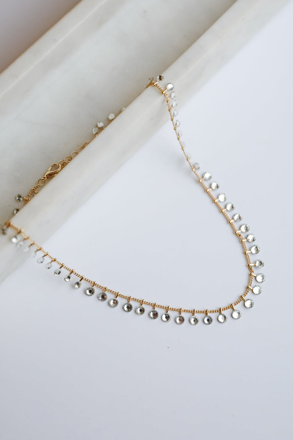 FINAL SALE - Riley Gold Rhinestone Chain Necklace