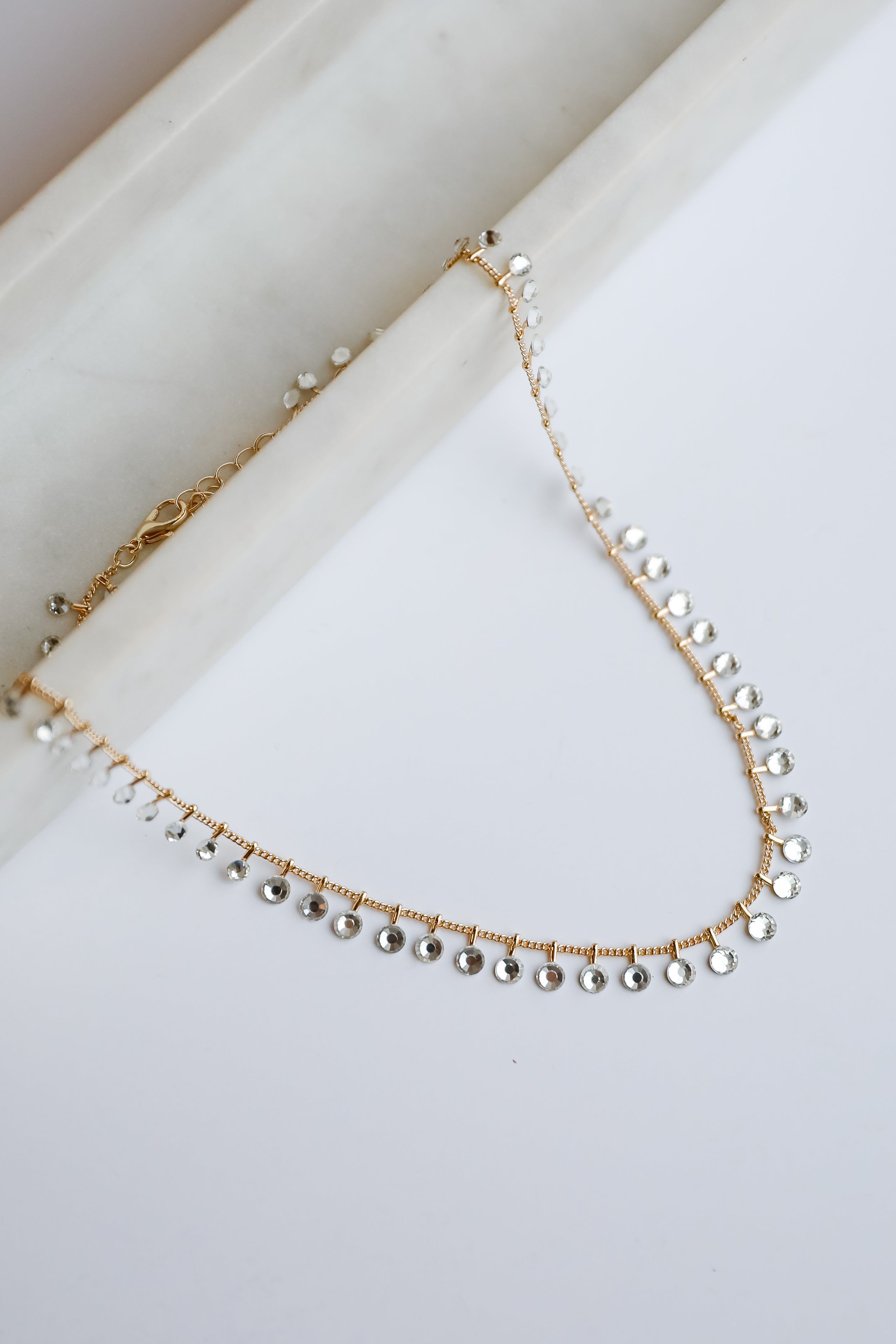 FINAL SALE - Riley Gold Rhinestone Chain Necklace