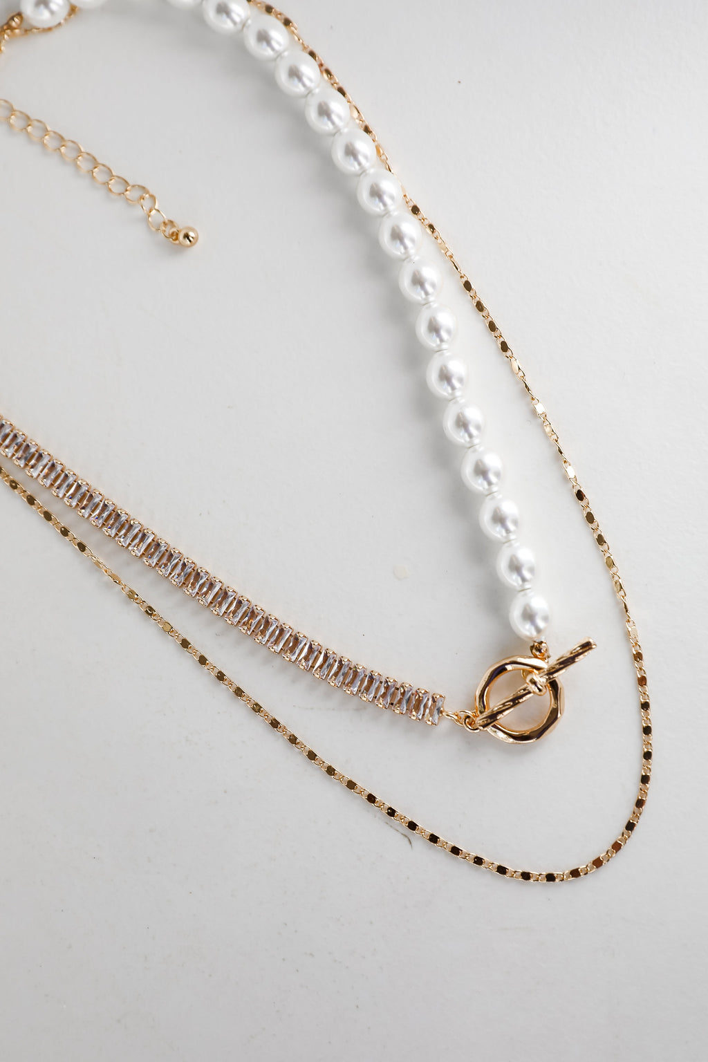 FINAL SALE - Stella Gold Rhinestone Pearl Layered Necklace