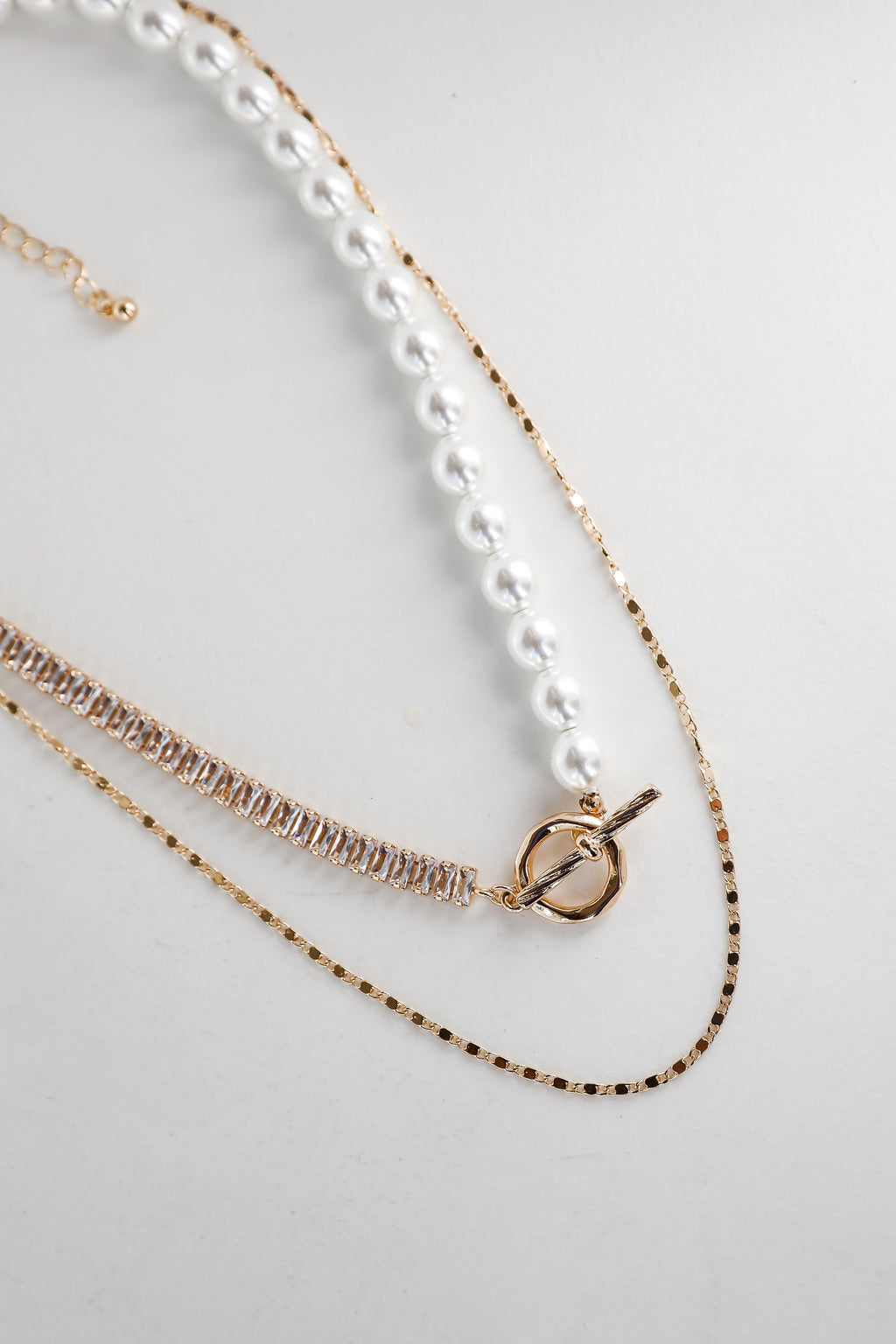 FINAL SALE - Stella Gold Rhinestone Pearl Layered Necklace