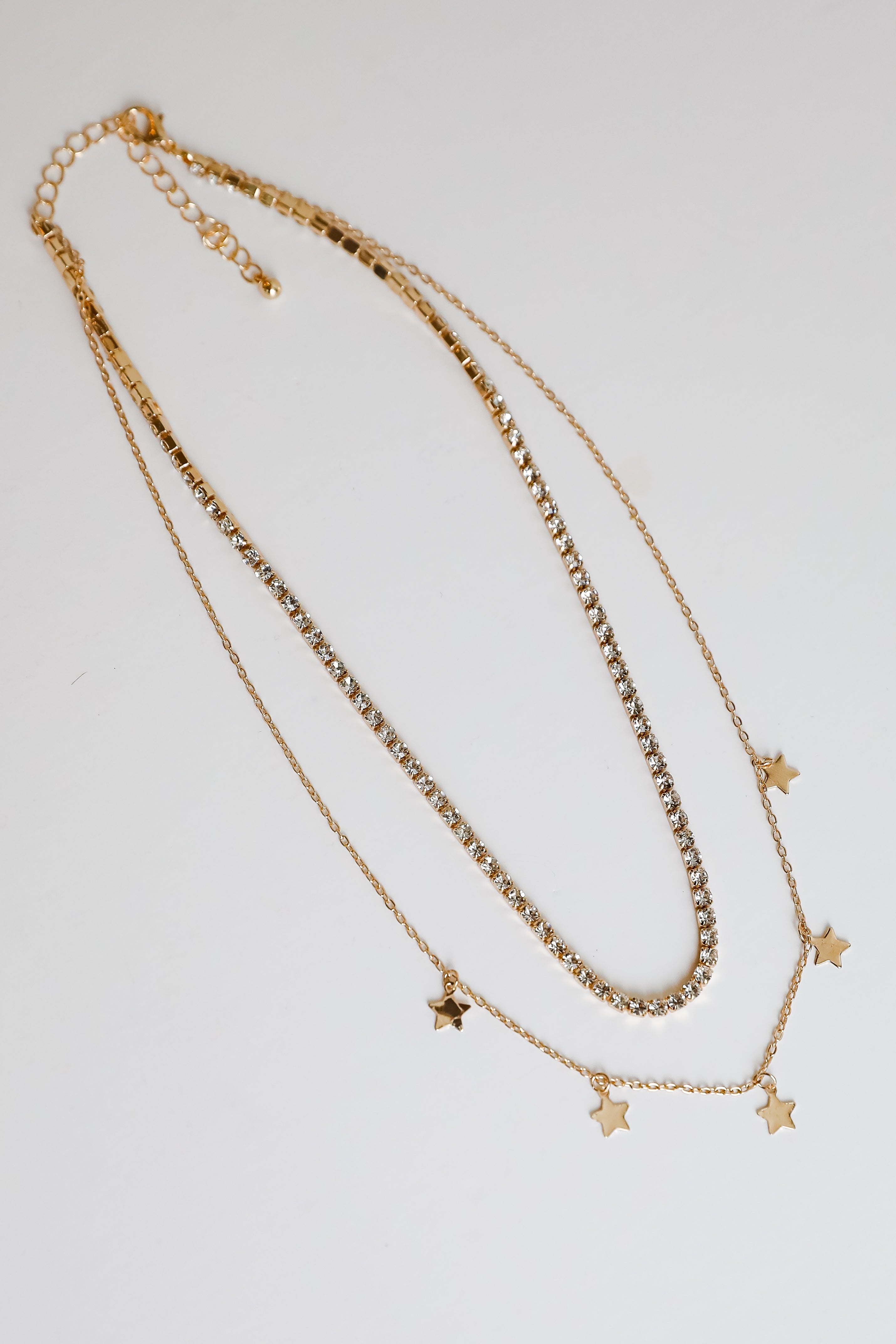 FINAL SALE - Bri Gold Rhinestone Star Charm Layered Necklace