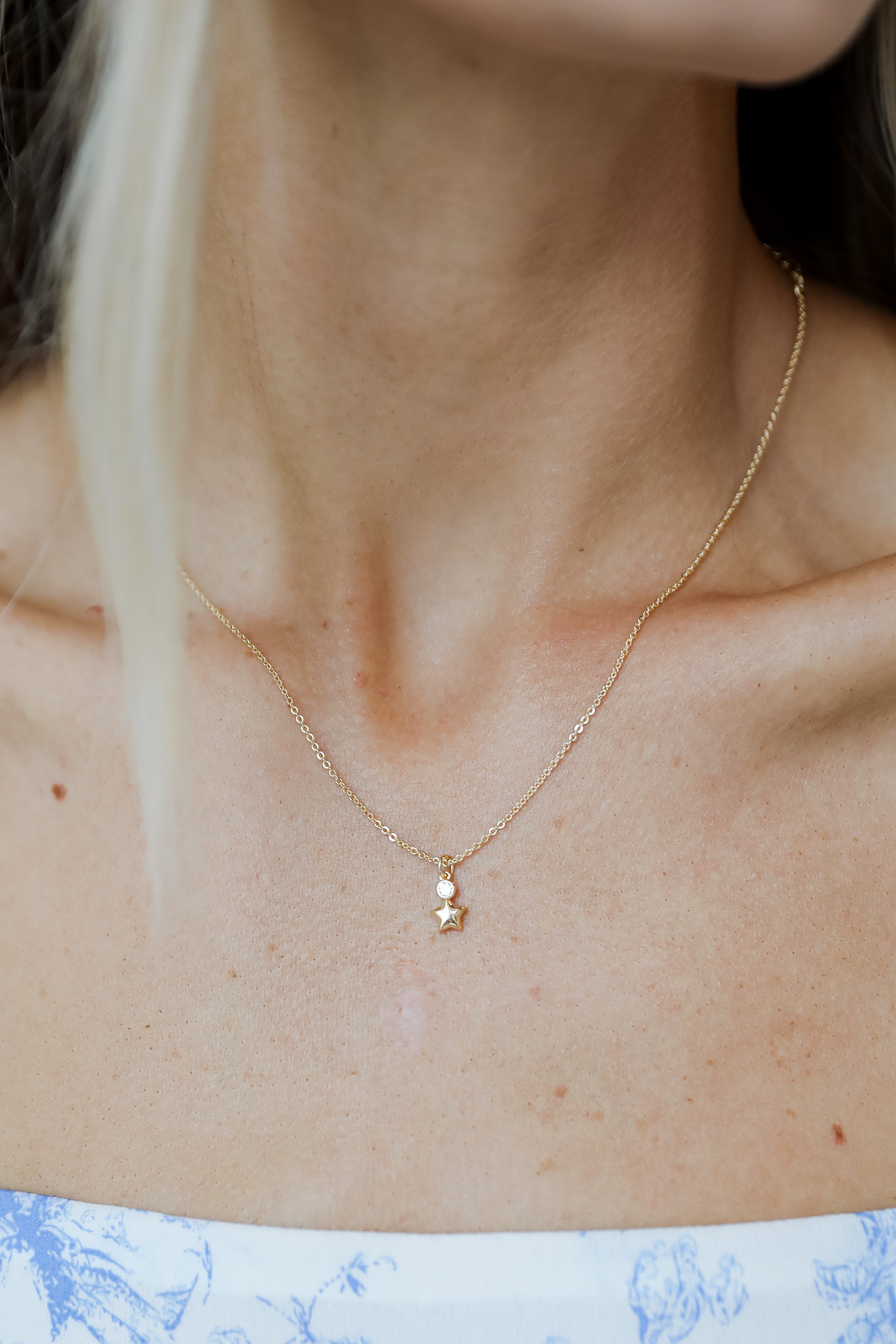 FINAL SALE - Eleanor Gold Rhinestone Star Charm Necklace