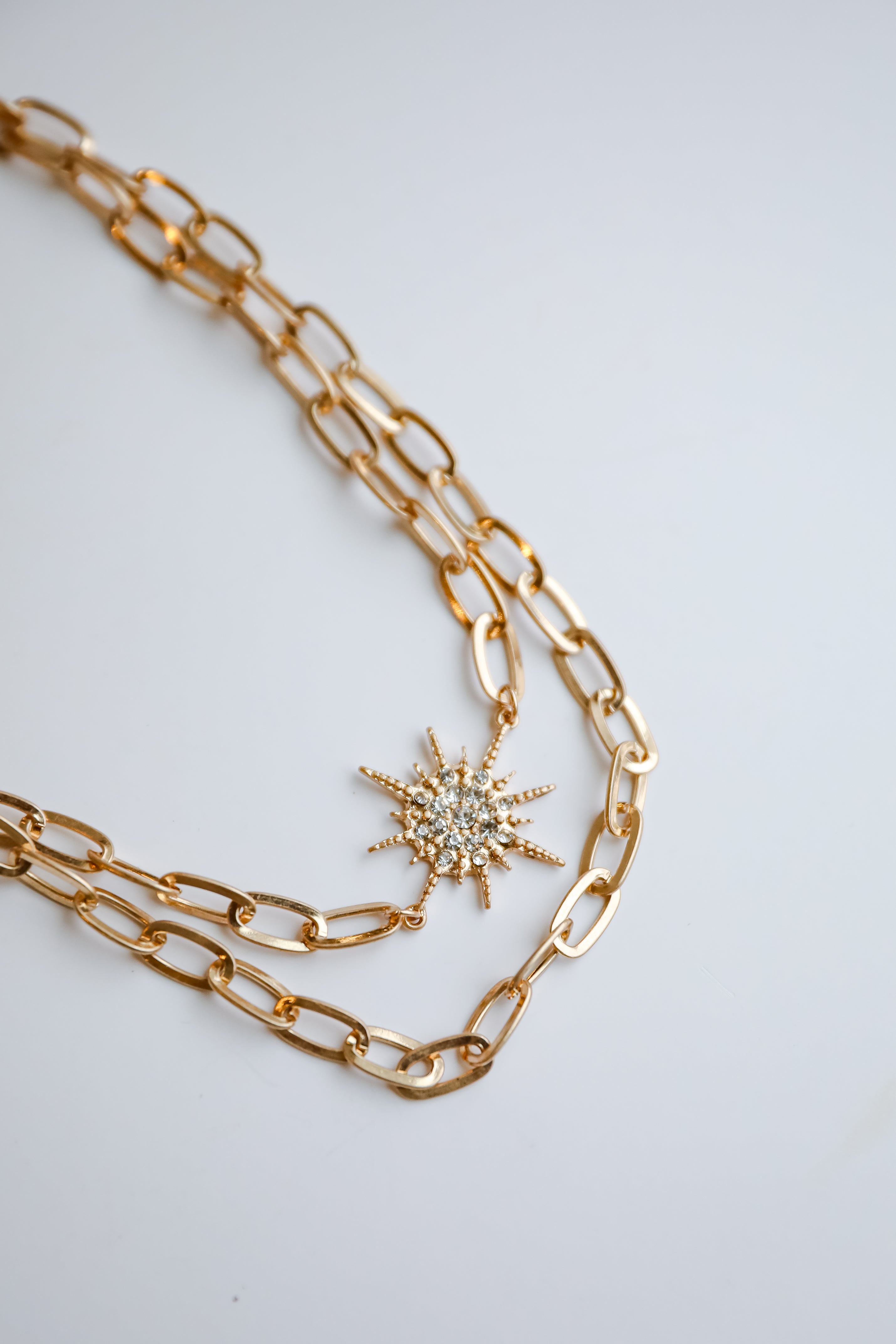 FINAL SALE - Bianca Gold Sunburst Layered Chain Necklace