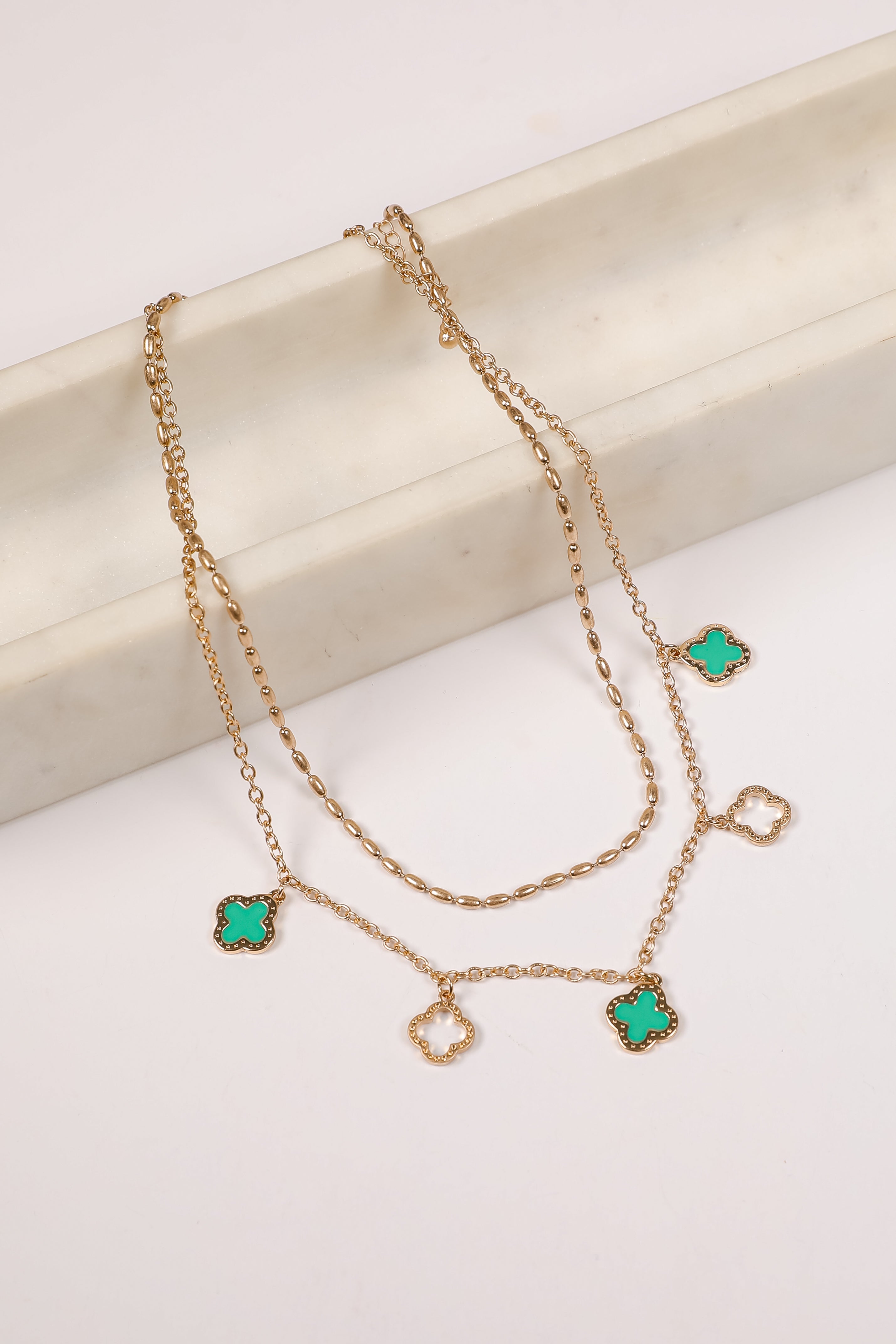 Gianna Quatrefoil Layered Chain Necklace