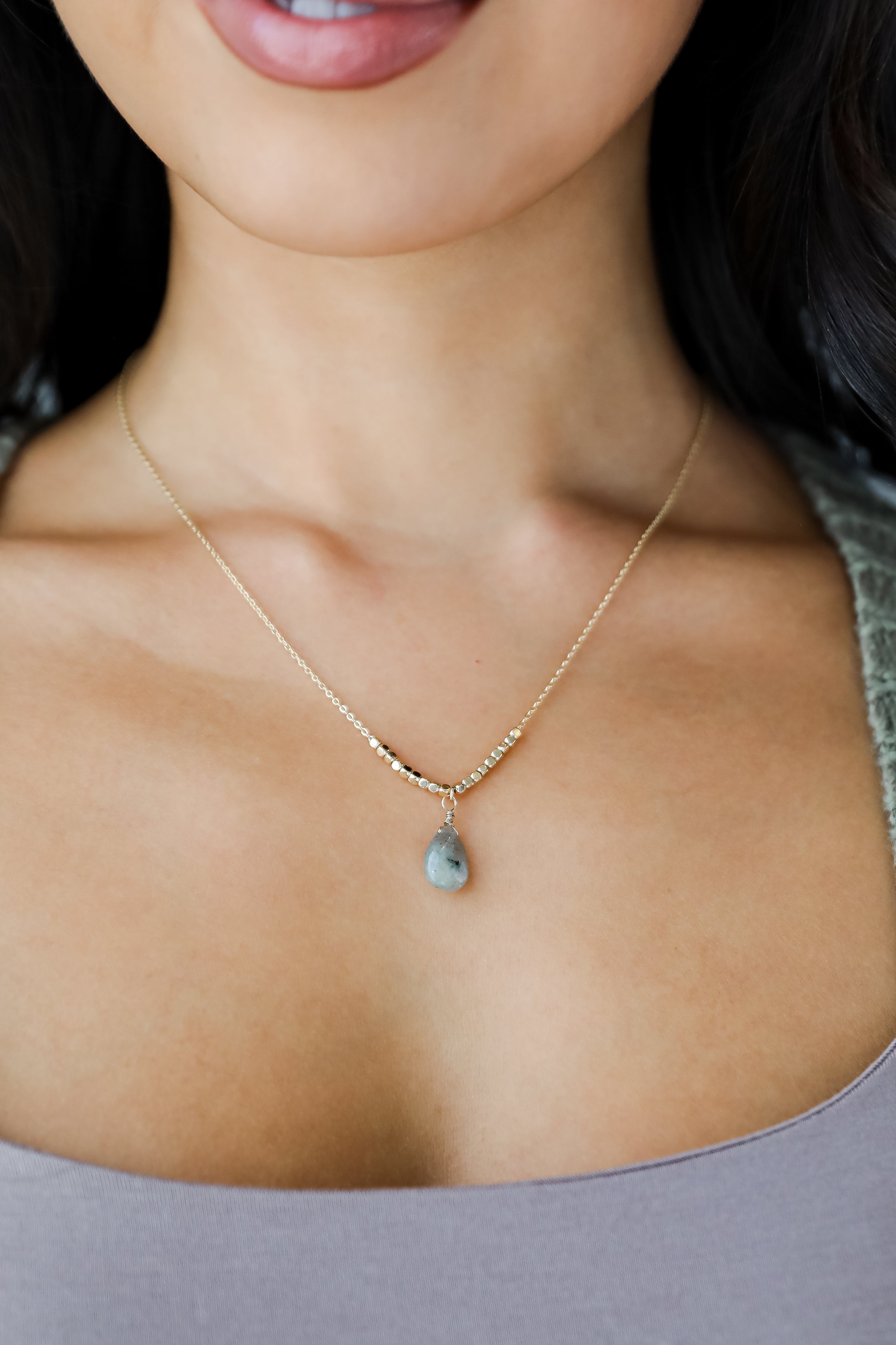 FINAL SALE - Kylie Gold Gemstone Charm Necklace