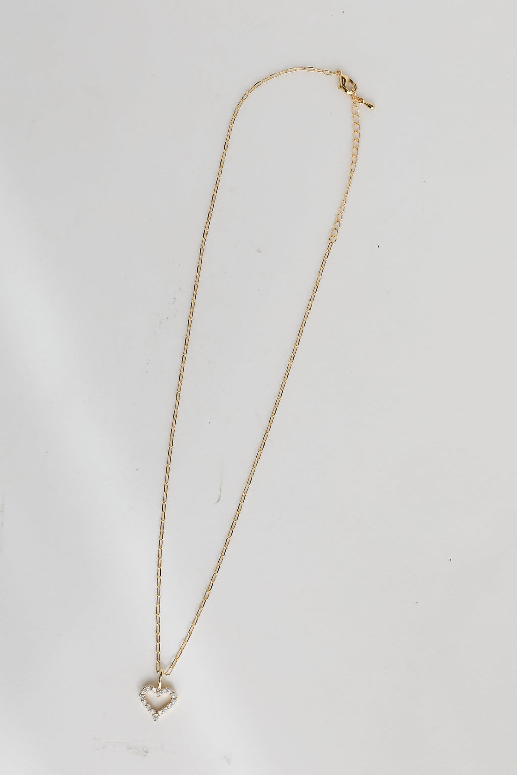 FINAL SALE - Gabi Gold Rhinestone Heart Charm Necklace