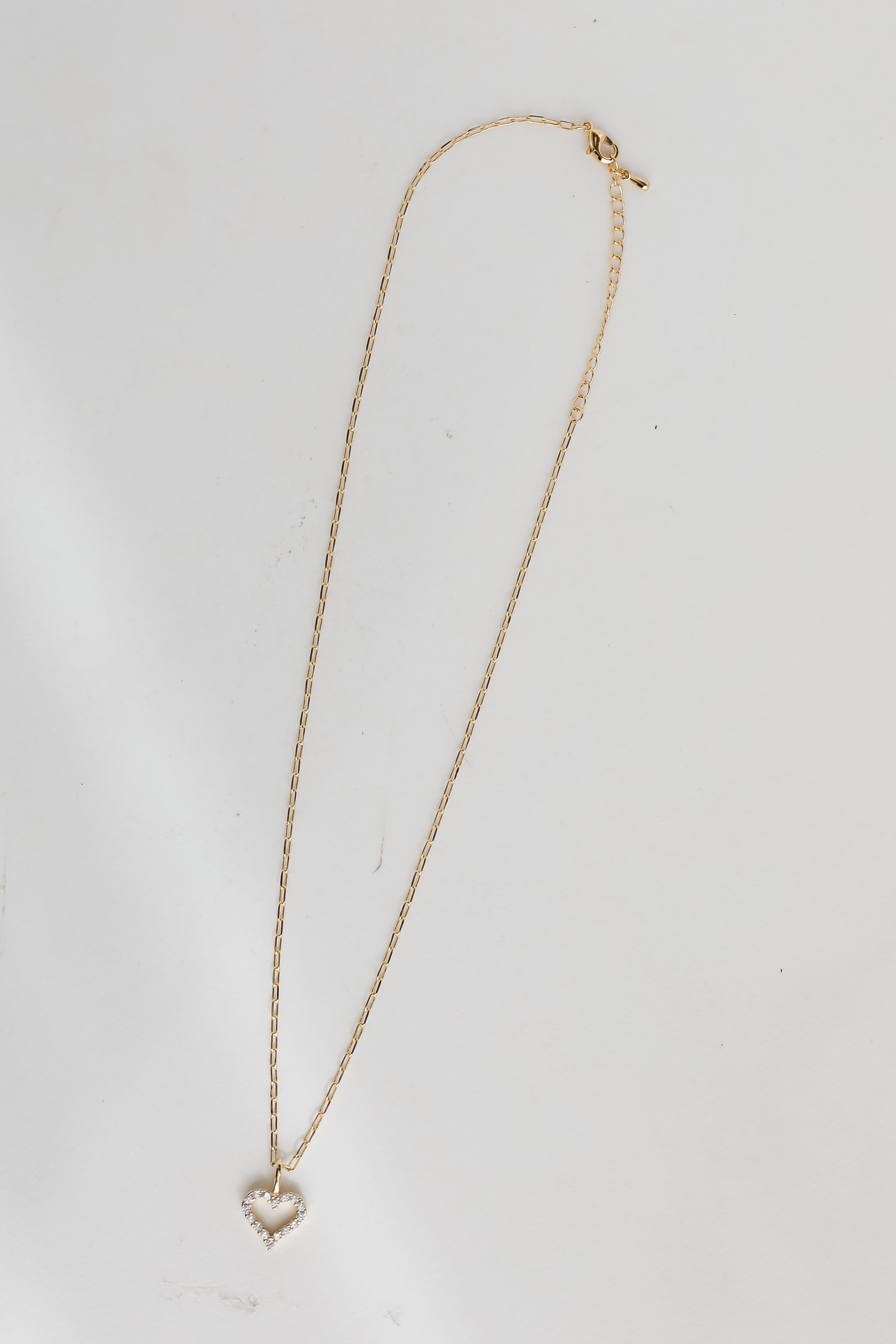 FINAL SALE - Gabi Gold Rhinestone Heart Charm Necklace