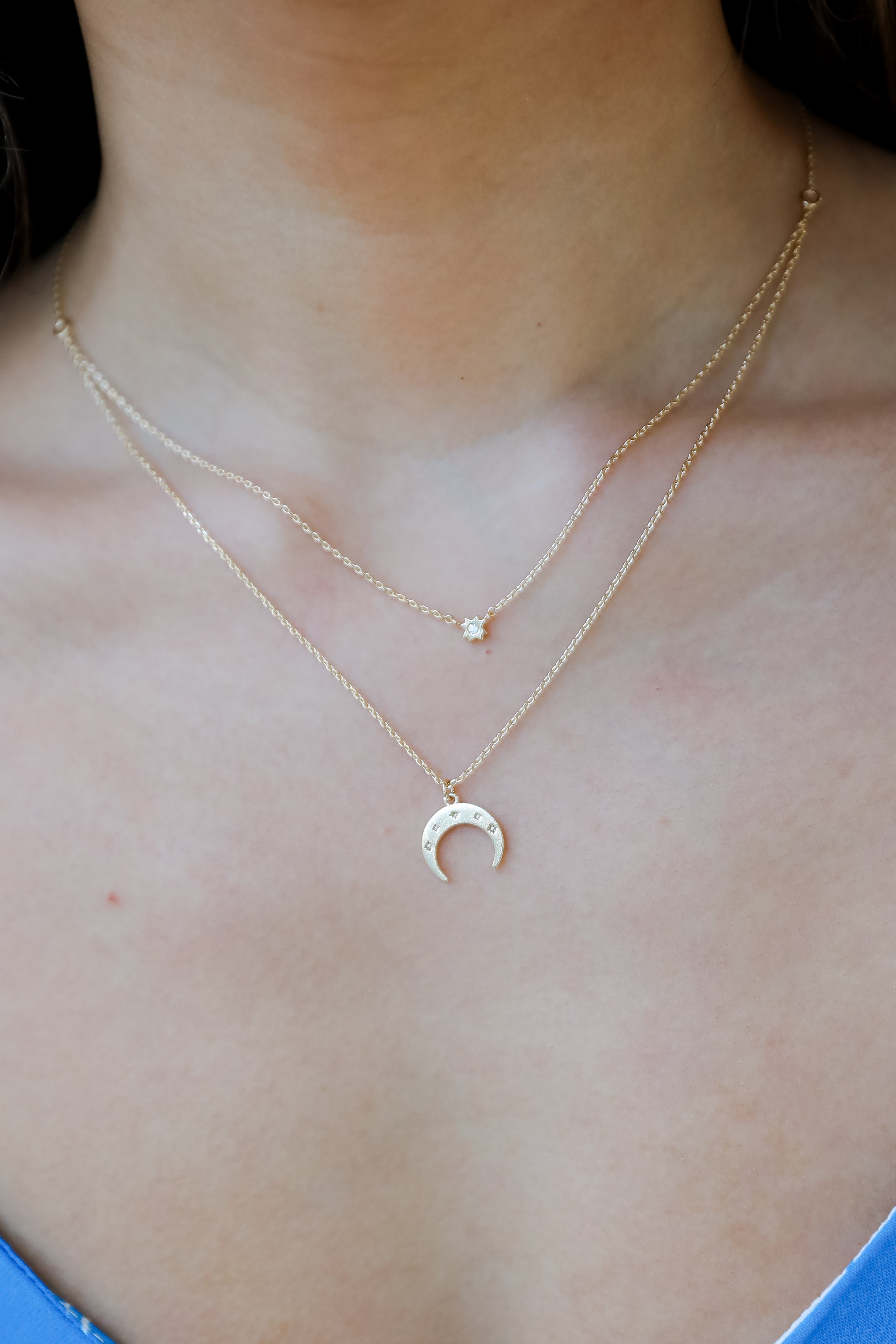 FINAL SALE - Sami Gold Crescent Horn Layered Necklace