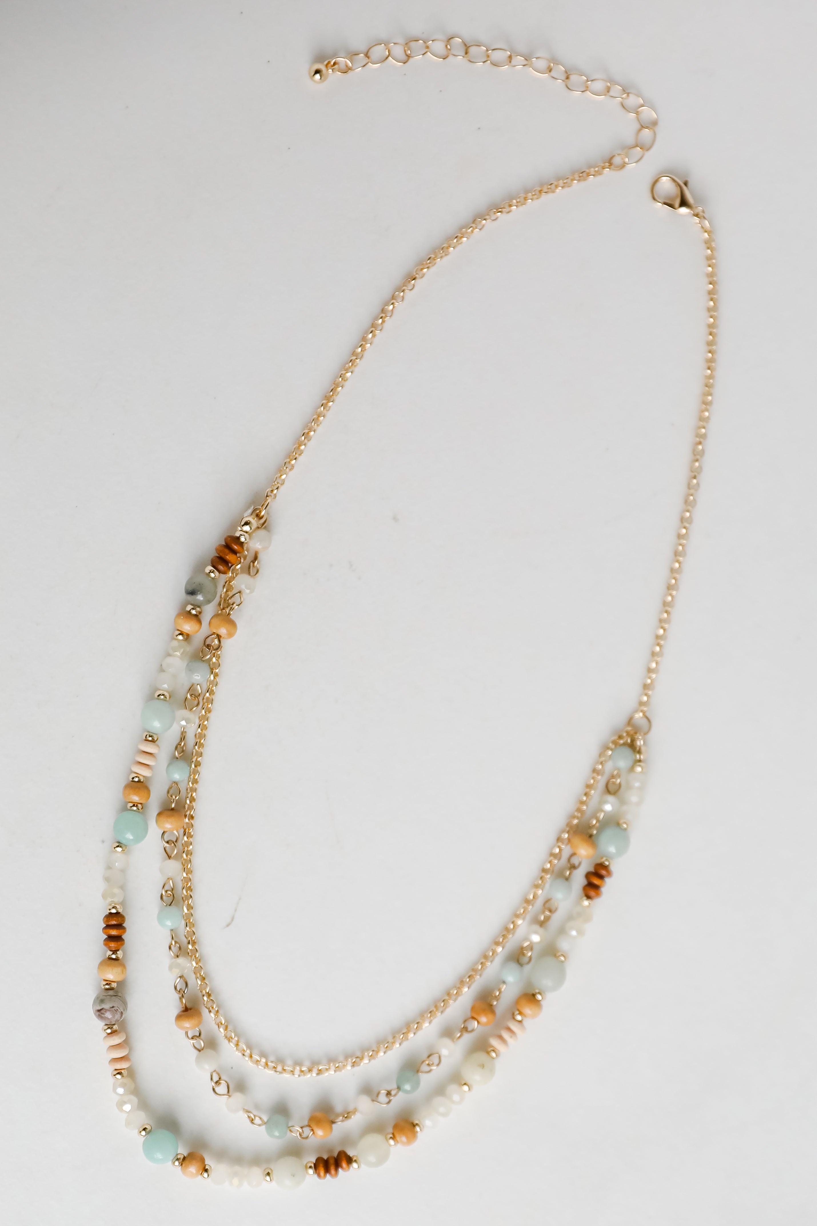 FINAL SALE - Eloise Mint Beaded Layered Necklace