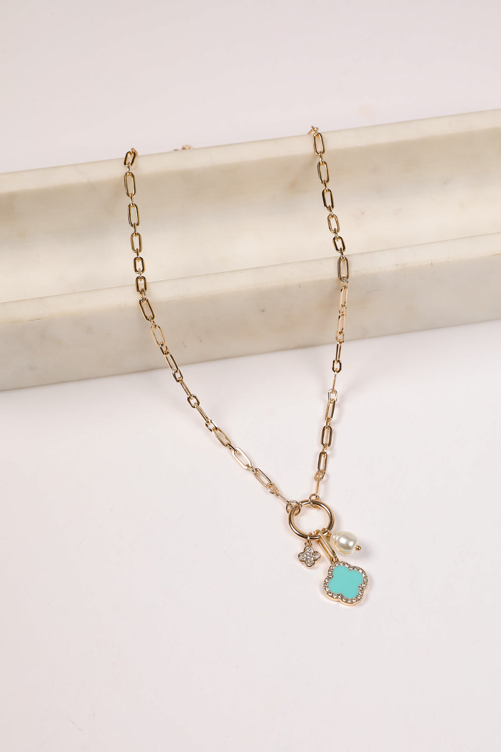 FINAL SALE - Amelia Quatrefoil Charm Necklace