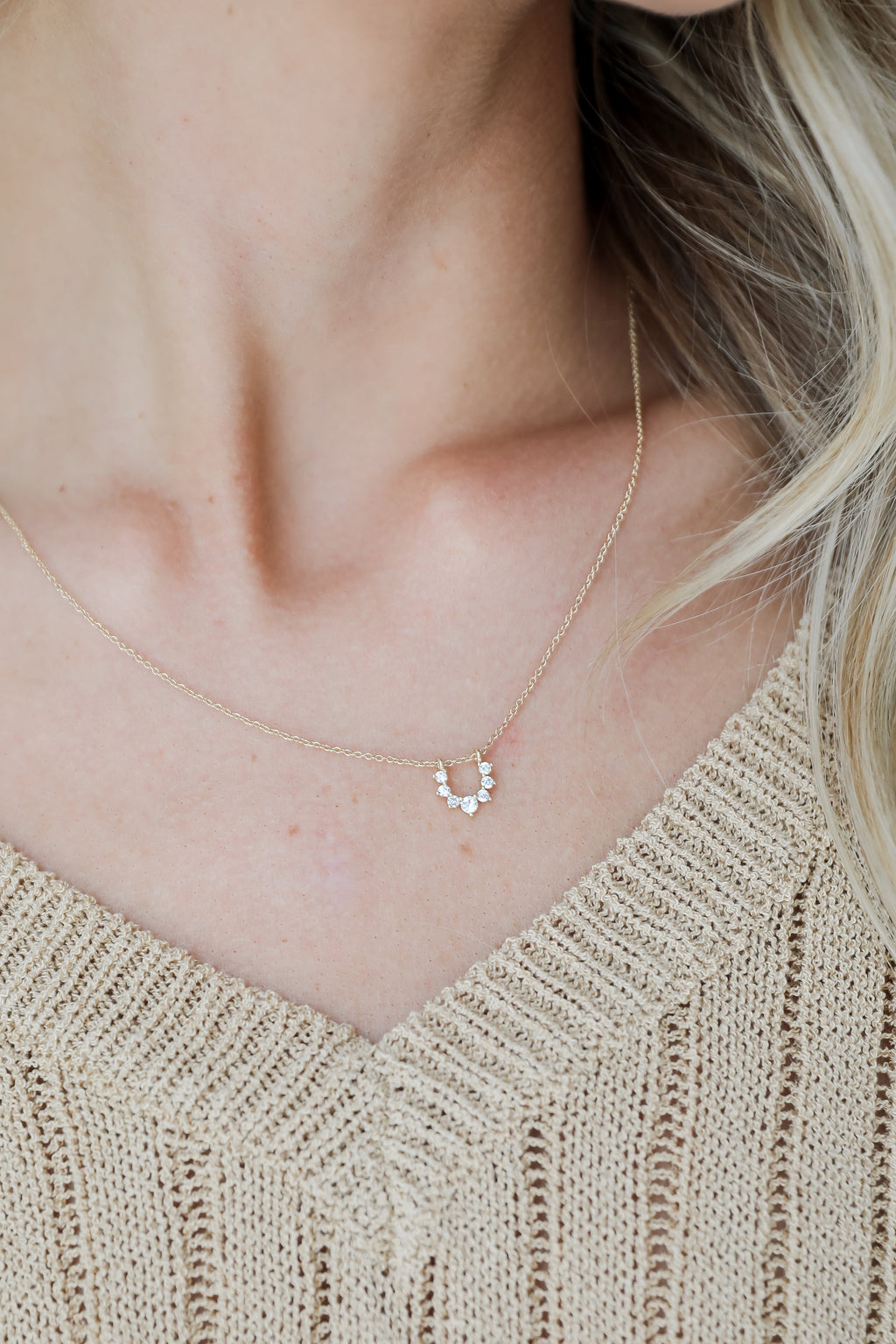 FINAL SALE - Mariah Gold Rhinestone Charm Necklace