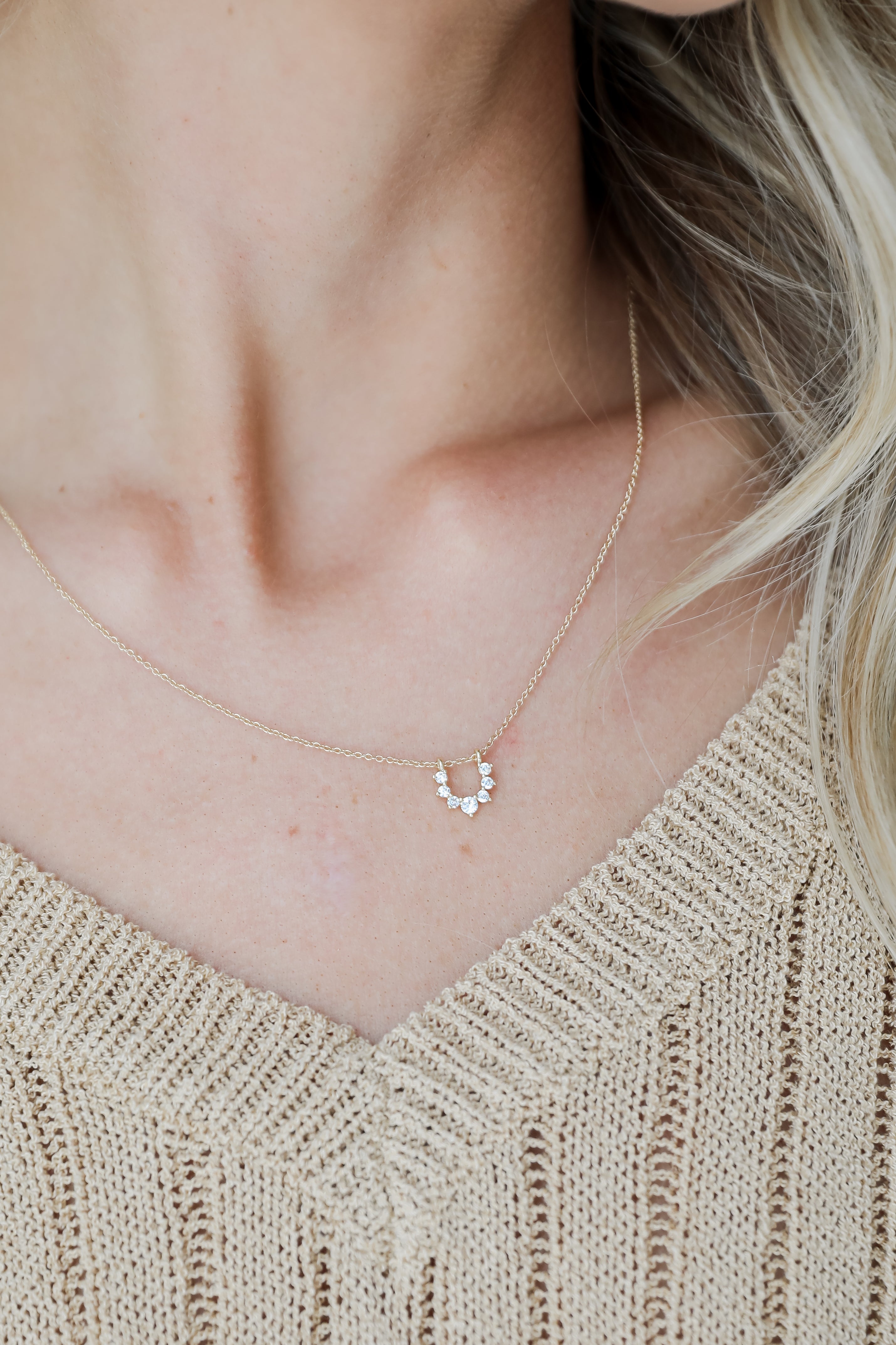 FINAL SALE - Mariah Gold Rhinestone Charm Necklace