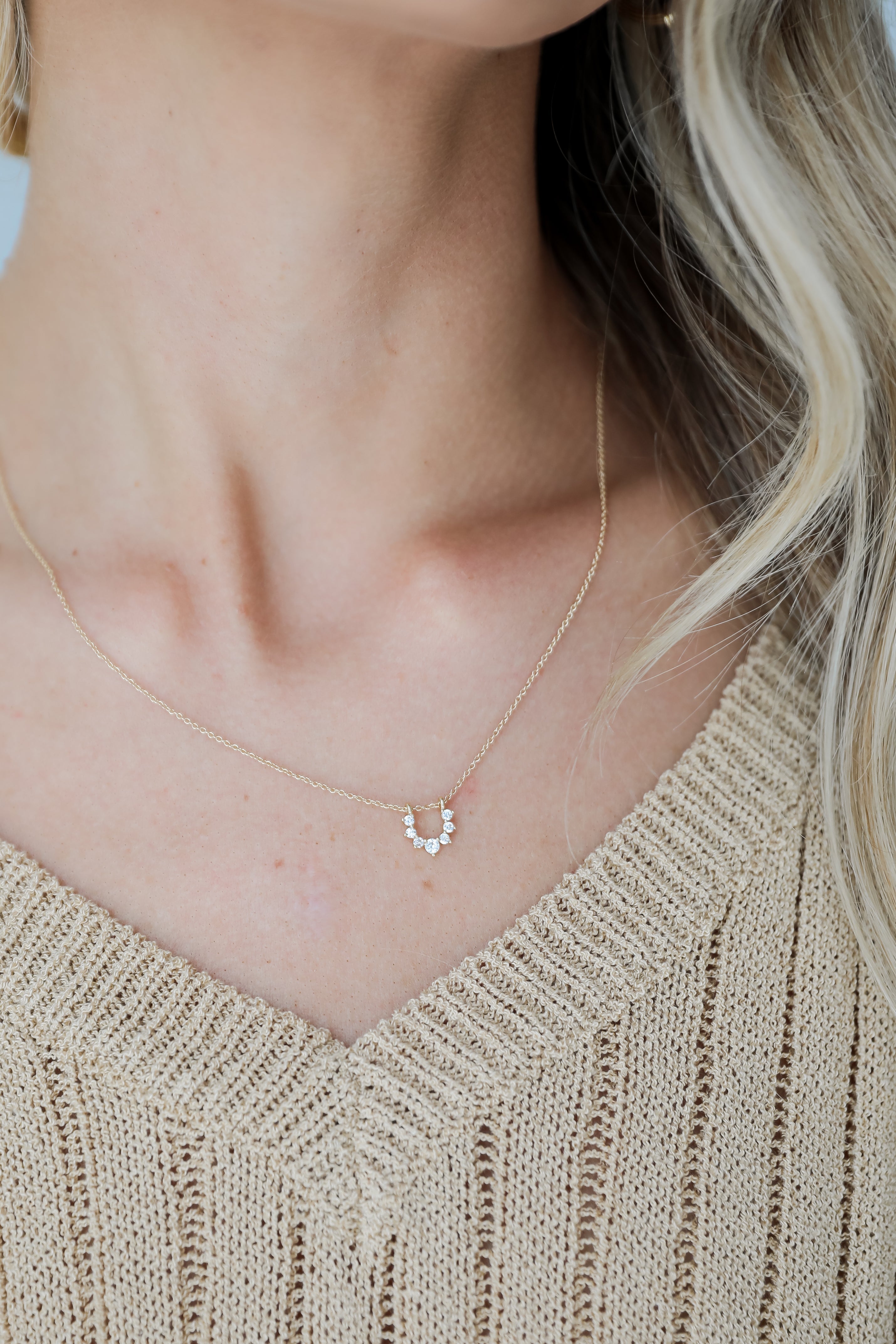 FINAL SALE - Mariah Gold Rhinestone Charm Necklace