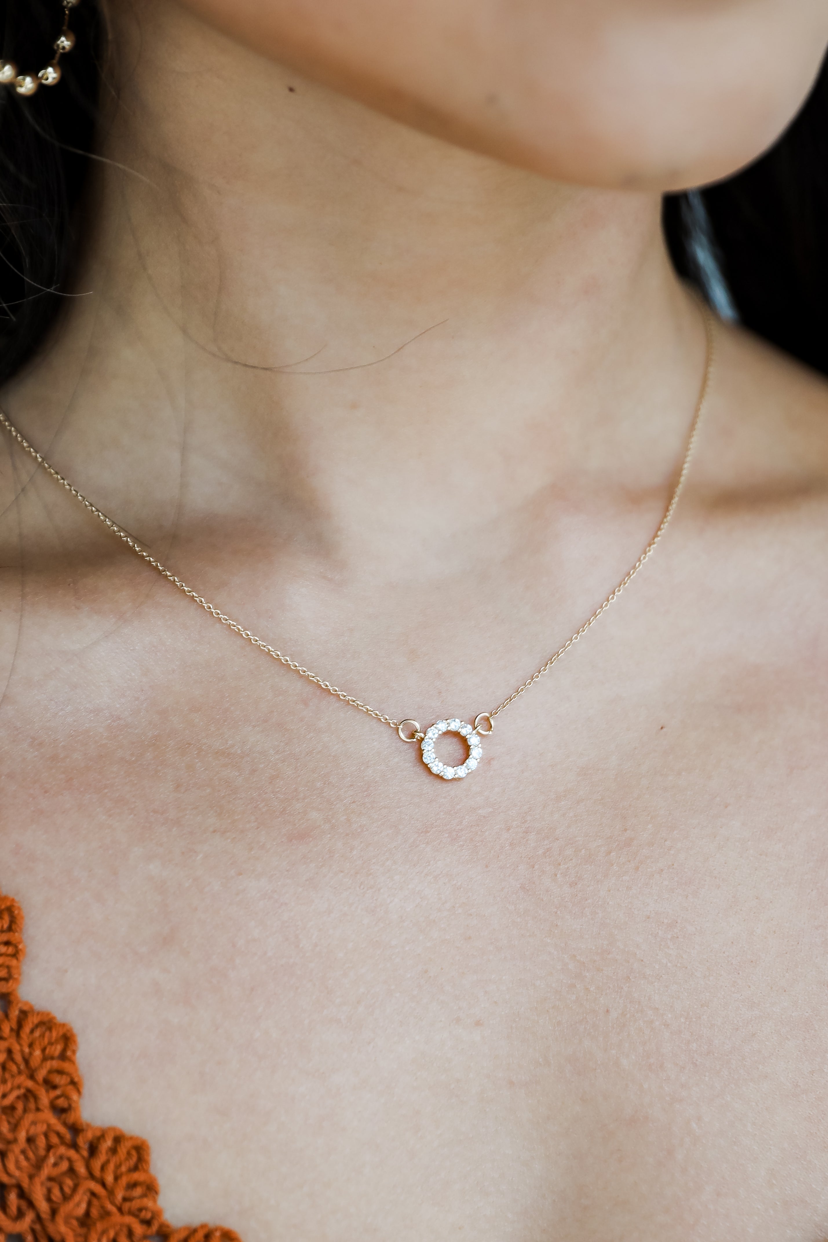 FINAL SALE - Nova Gold Rhinestone Circle Charm Necklace