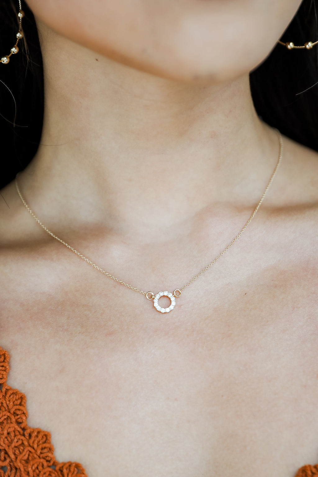 FINAL SALE - Nova Gold Rhinestone Circle Charm Necklace